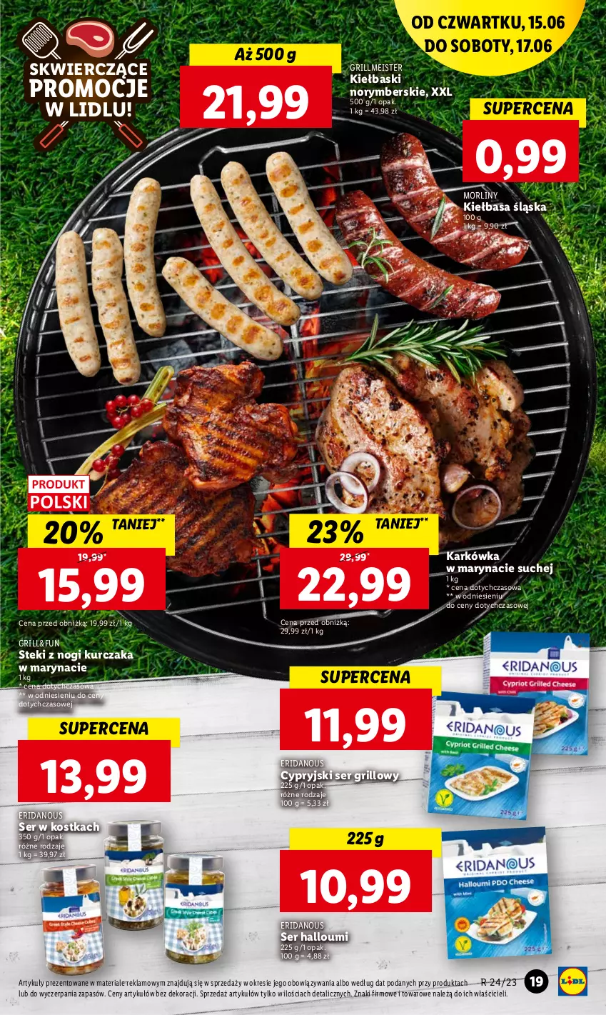 Gazetka promocyjna Lidl - GAZETKA - ważna 15.06 do 17.06.2023 - strona 25 - produkty: Grill, Kiełbasa, Kiełbasa śląska, Kurczak, Morliny, Ser, Stek