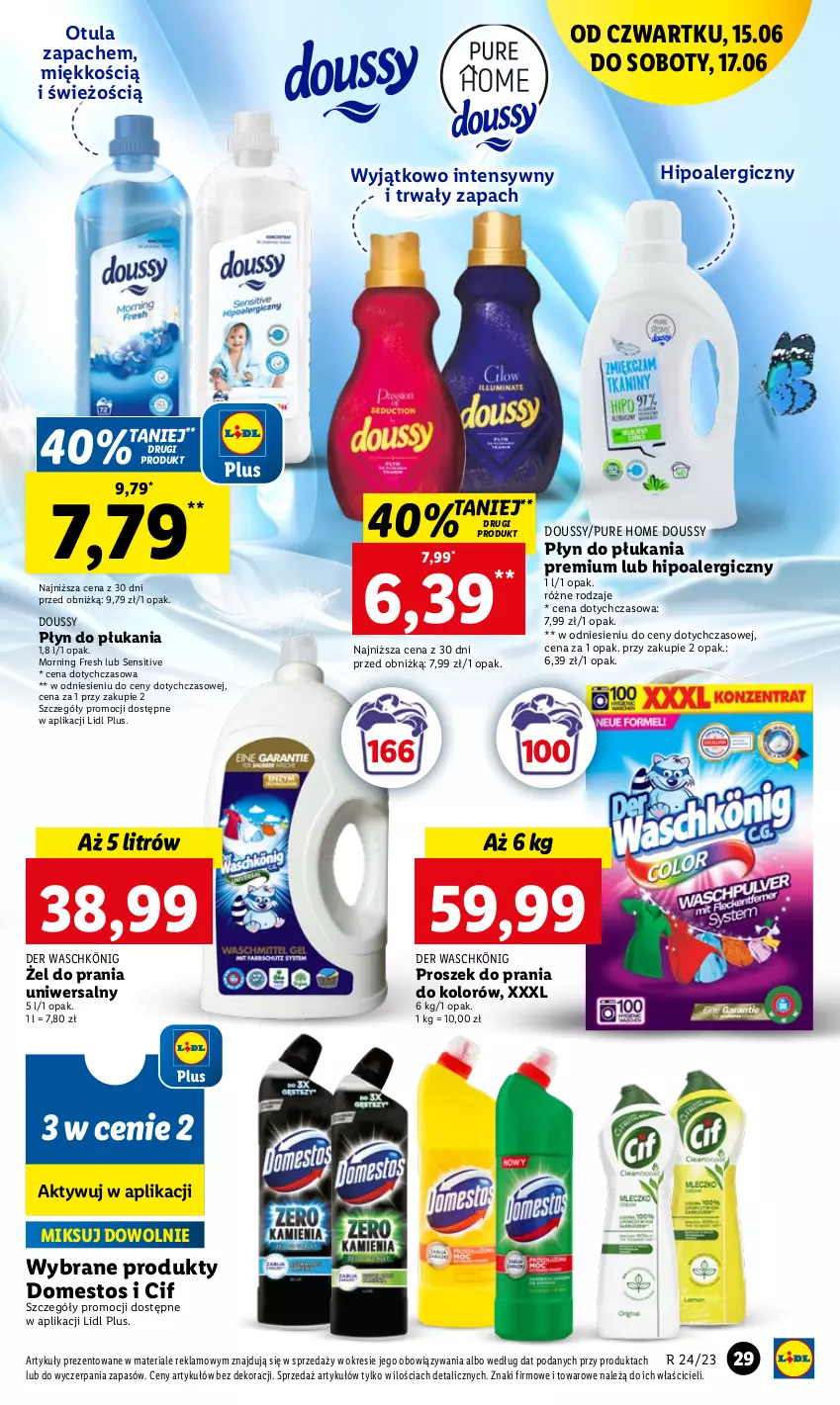 Gazetka promocyjna Lidl - GAZETKA - ważna 15.06 do 17.06.2023 - strona 37 - produkty: Cif, Domestos, König, Płyn do płukania, Proszek do prania, Pur