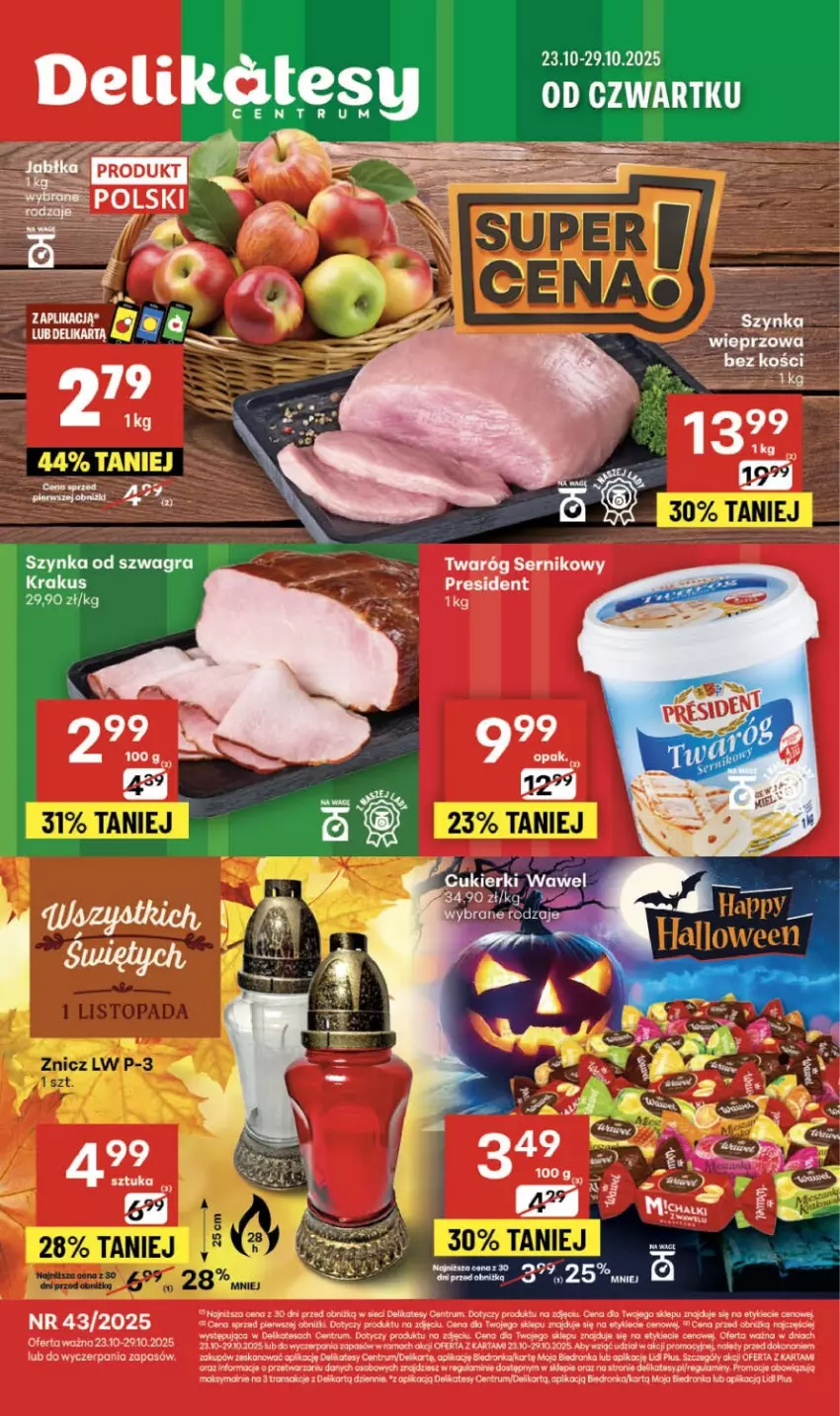 Gazetka promocyjna Delikatesy Centrum - Franczyza DC43 Czwartek - ważna 23.10 do 29.10.2025 - strona 1 - produkty: Dron, Gra, Koc, Krakus, Rum, Ser, Serum, Szynka, Tran, Twaróg