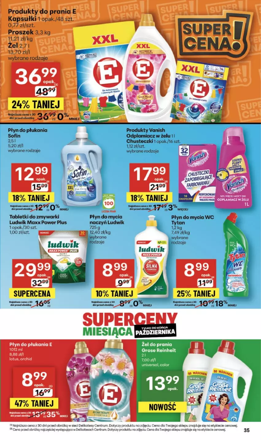 Gazetka promocyjna Delikatesy Centrum - Franczyza DC43 Czwartek - ważna 23.10 do 29.10.2025 - strona 35 - produkty: Chusteczki, Ludwik, Odplamiacz, Płyn do płukania, Rum, Tablet, Tabletki do zmywarki, Vanish, Zmywarki