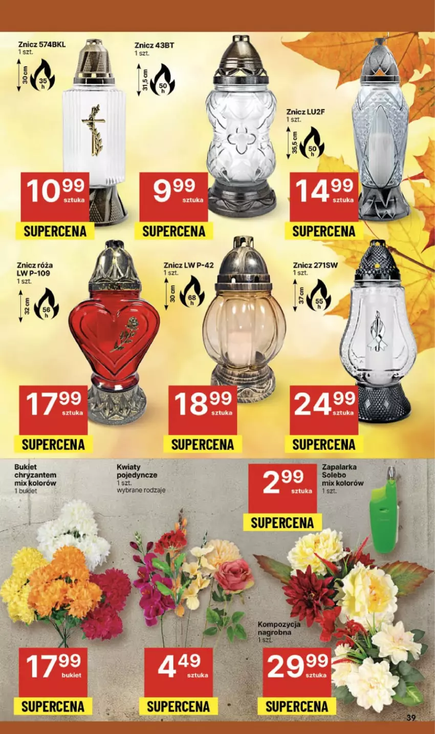 Gazetka promocyjna Delikatesy Centrum - Franczyza DC43 Czwartek - ważna 23.10 do 29.10.2025 - strona 39 - produkty: Bukiet, Róża, Zapalarka, Znicz