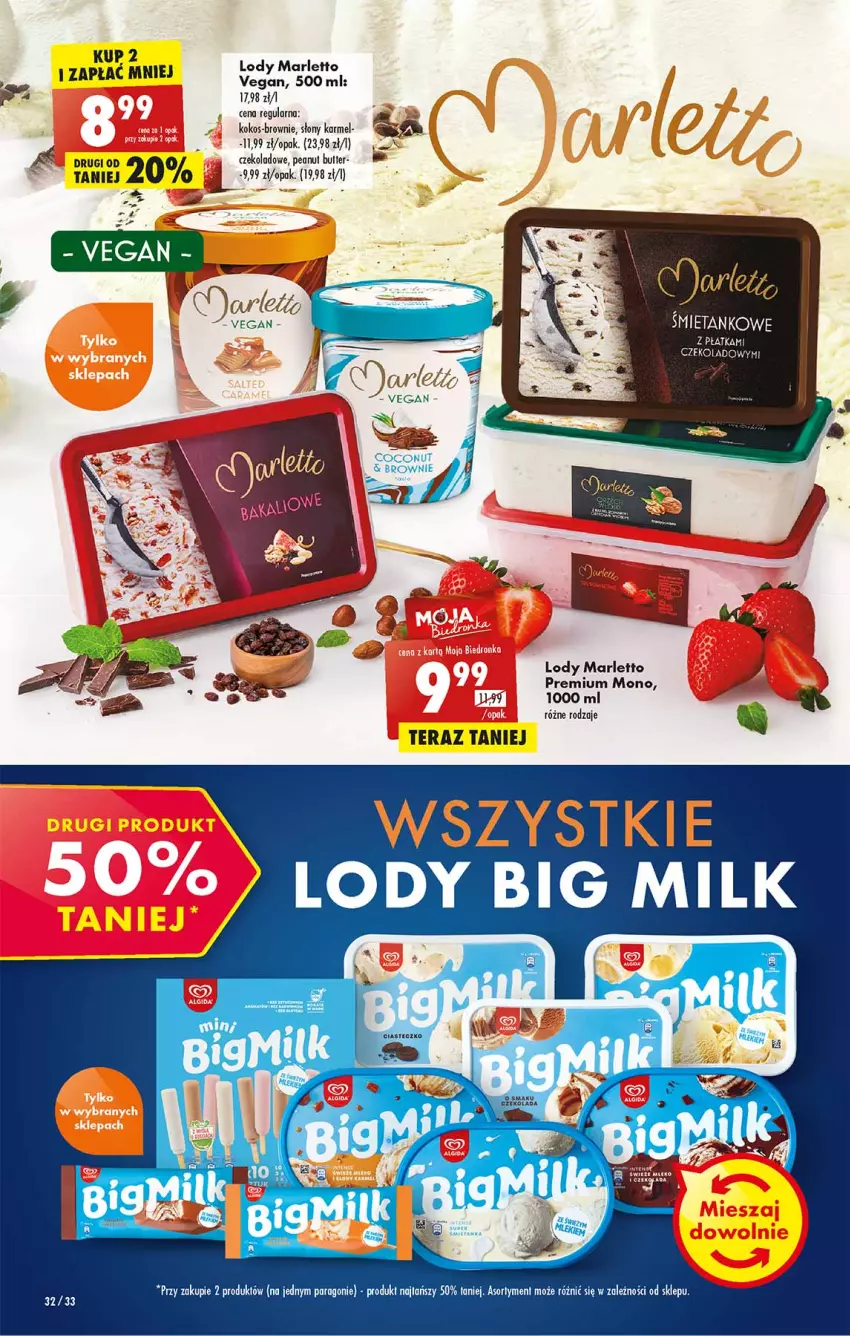 Gazetka promocyjna Biedronka - W tym tygodniu PN - ważna 16.05 do 21.05.2022 - strona 32 - produkty: Big Milk, Brownie, Kokos, Lody, Mleko, Tera