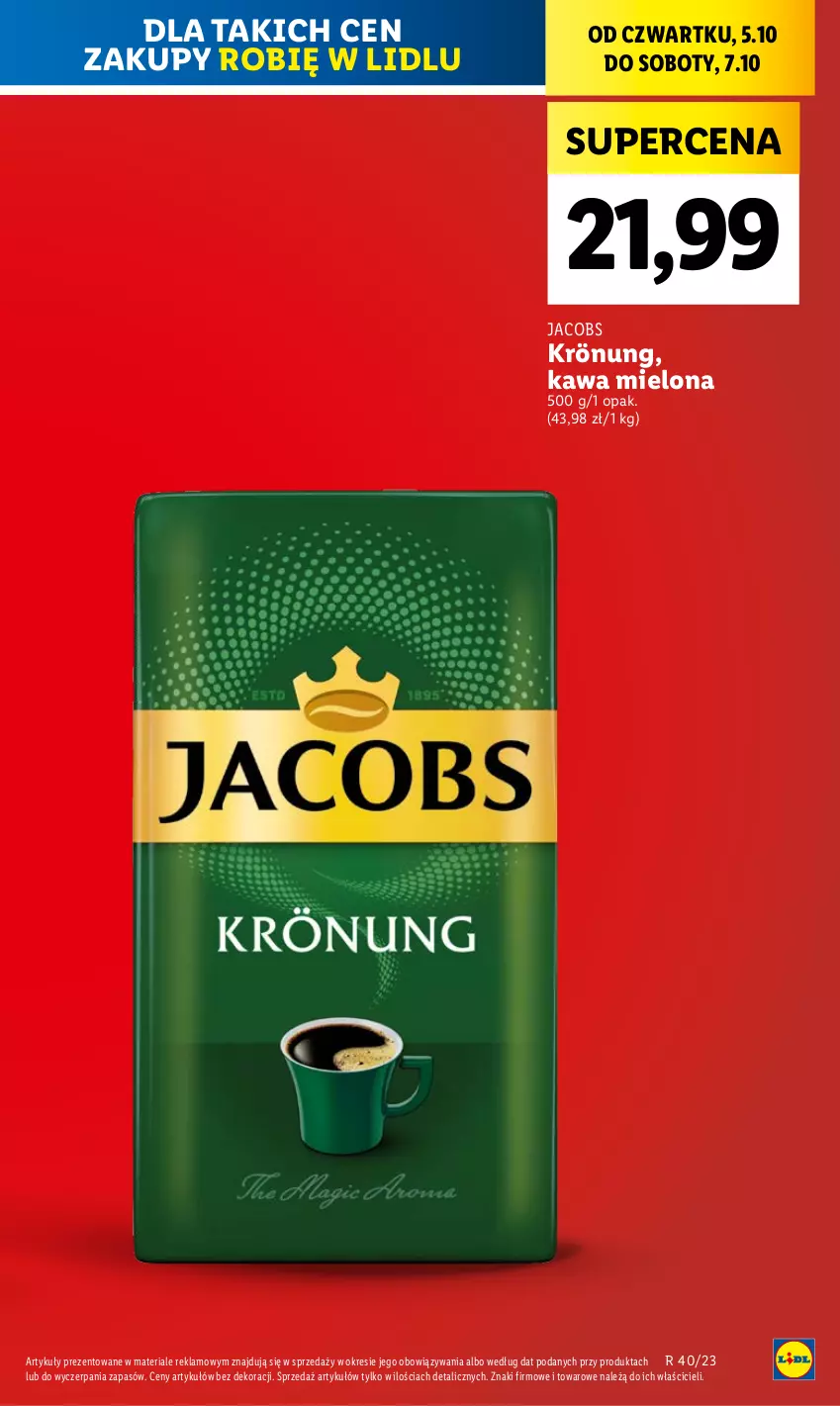 Gazetka promocyjna Lidl - GAZETKA - ważna 05.10 do 07.10.2023 - strona 11 - produkty: Jacobs, Jacobs Krönung, Kawa, Kawa mielona