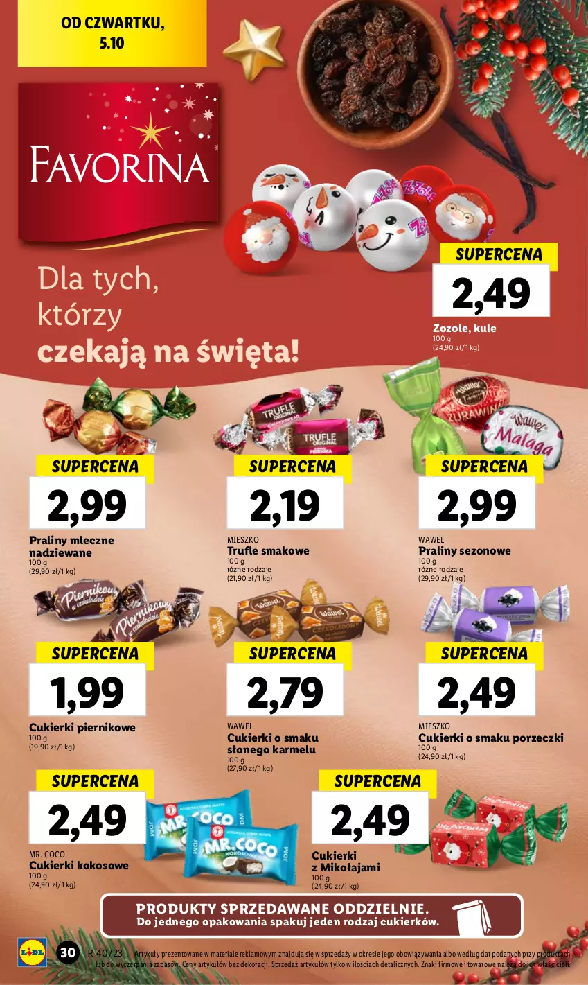 Gazetka promocyjna Lidl - GAZETKA - ważna 05.10 do 07.10.2023 - strona 38 - produkty: Cukier, Cukierki, Kokos, Piernik, Por, Praliny, Wawel