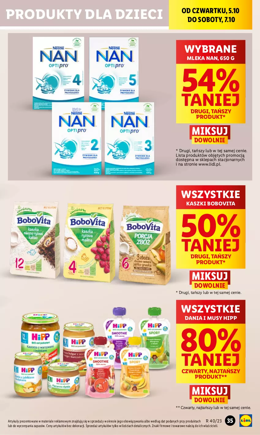 Gazetka promocyjna Lidl - GAZETKA - ważna 05.10 do 07.10.2023 - strona 47 - produkty: BoboVita, Dzieci, HiPP, Mus