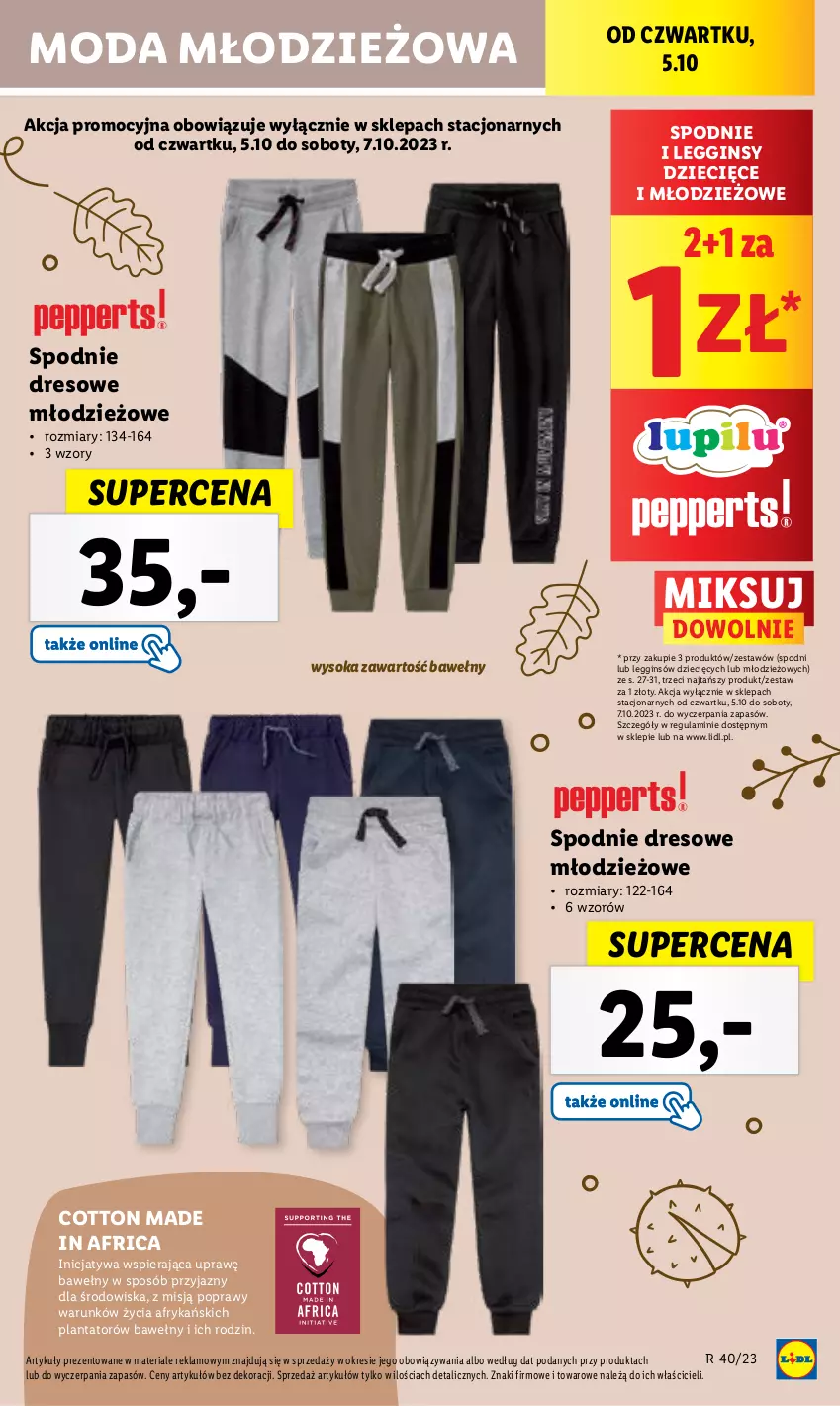 Gazetka promocyjna Lidl - GAZETKA - ważna 05.10 do 07.10.2023 - strona 55 - produkty: Dres, Dzieci, Gin, Legginsy, Moda, Sok, Spodnie, Spodnie dresowe