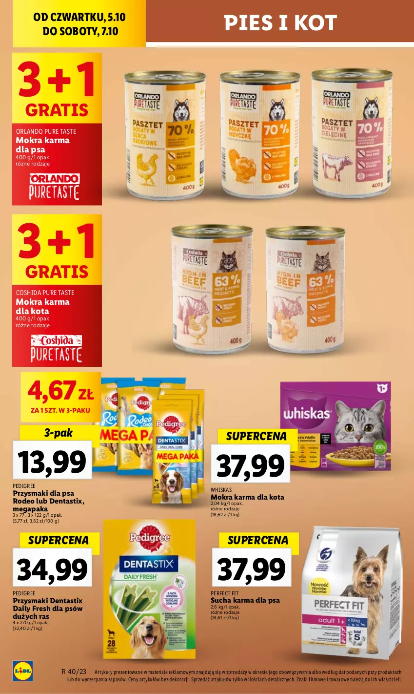 Gazetka promocyjna Lidl - GAZETKA - ważna 05.10 do 07.10.2023 - strona 56 - produkty: Gra, Mokra karma, Pedigree, Przysmaki, Pur, Sucha karma, Whiskas