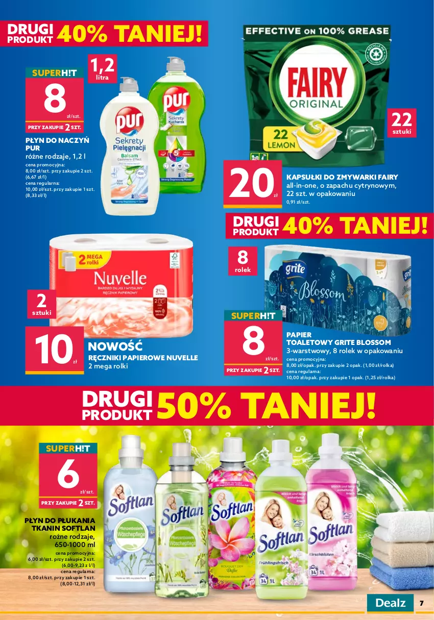 Gazetka promocyjna Dealz - NOWA GAZETKAWielkie Marki Mini Ceny - ważna 06.07 do 12.07.2022 - strona 7 - produkty: Blend-a-Med, Dove, Fa, Fairy, Mydło, Mydło w płynie, Nivea, Odżywka, Papier, Papier toaletowy, Pasta do zębów, Płyn do kąpieli, Płyn do płukania, Pur, Ręcznik, Ręczniki papierowe, Rolki, Syoss, Szampon, Zmywarki