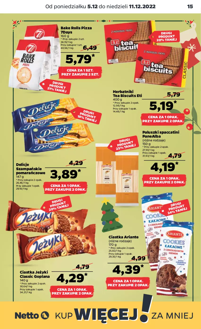 Gazetka promocyjna Netto - Artykuły spożywcze - ważna 05.12 do 11.12.2022 - strona 15 - produkty: Bake Rolls, Ciastka, Delicje, Goplana, Herbatniki, Jeżyki, LANA, Pizza