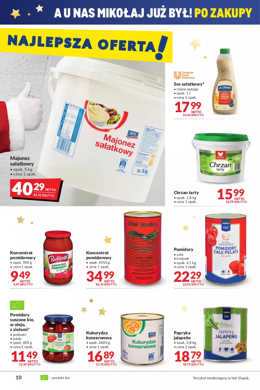 Gazetka promocyjna Makro - [Oferta promocyjna] Artykuły spożywcze i przemysłowe - ważna 30.11 do 13.12.2021 - strona 10 - produkty: Chrzan, Koncentrat pomidorowy, Kukurydza, Kukurydza konserwowa, Majonez, Majonez sałatkowy, Olej, Papryka, Papryka jalapeño, Pomidory, Sałat, Ser, Sos