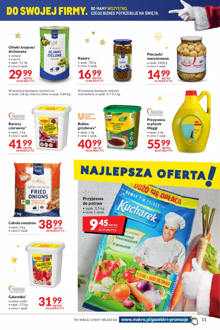 Gazetka promocyjna Makro - [Oferta promocyjna] Artykuły spożywcze i przemysłowe - ważna 30.11 do 13.12.2021 - strona 11 - produkty: Bulion, Cebula, Cebula smażona, Gala, Galaretka, Kapary, Lion, Maggi, Oliwki, Piec, Przyprawa do potraw, Przyprawa w płynie