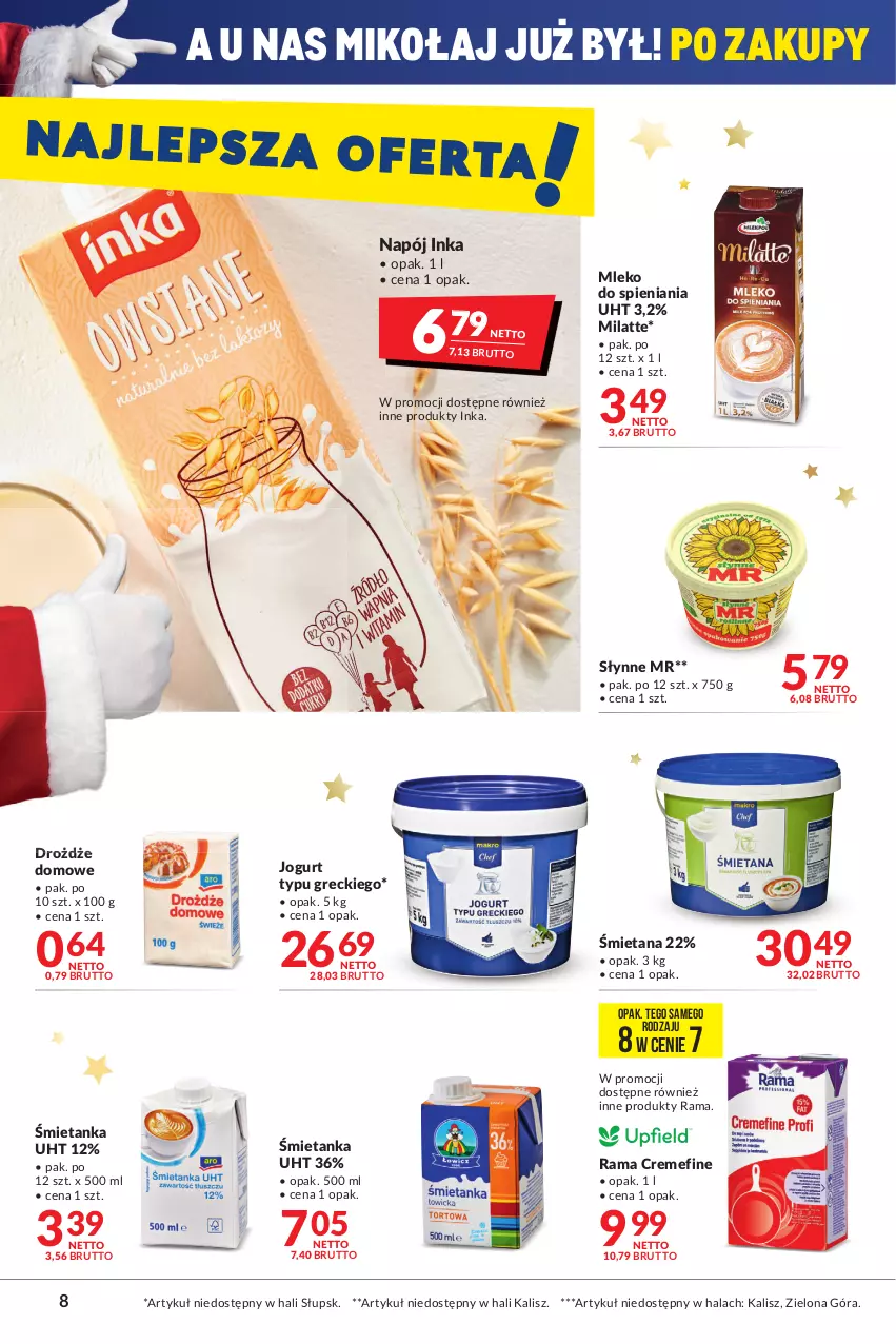 Gazetka promocyjna Makro - [Oferta promocyjna] Artykuły spożywcze i przemysłowe - ważna 30.11 do 13.12.2021 - strona 8 - produkty: Drożdże, Inka, Jogurt, Mleko, Napój, Rama, Słynne