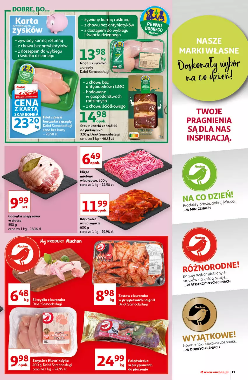 Gazetka promocyjna Auchan - Magic Birds Hipermarkety - ważna 15.04 do 21.04.2021 - strona 11 - produkty: Fa, Golonka wieprzowa, Kurczak, Mięso, Mięso mielone, Piekarnik, Stek