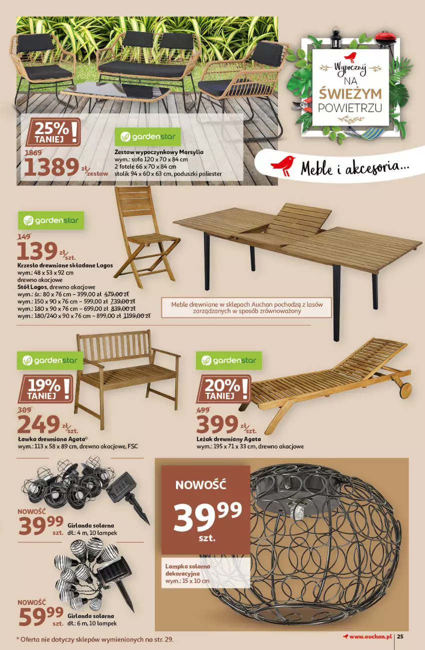 Gazetka promocyjna Auchan - Magic Birds Hipermarkety - ważna 15.04 do 21.04.2021 - strona 25 - produkty: Fa, Fotel, Girlanda, Krzesło, Mars, Meble, Sofa, Stół, Stolik