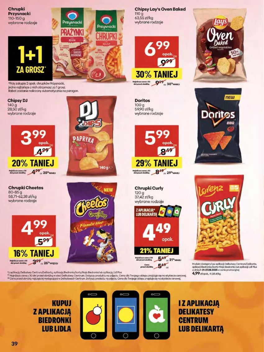 Gazetka promocyjna Delikatesy Centrum - Franczyza DC34 Czwartek - ważna 21.08 do 27.08.2025 - strona 39 - produkty: Cheetos, Chipsy, Chrupki, Dron, Przysnacki, Rum