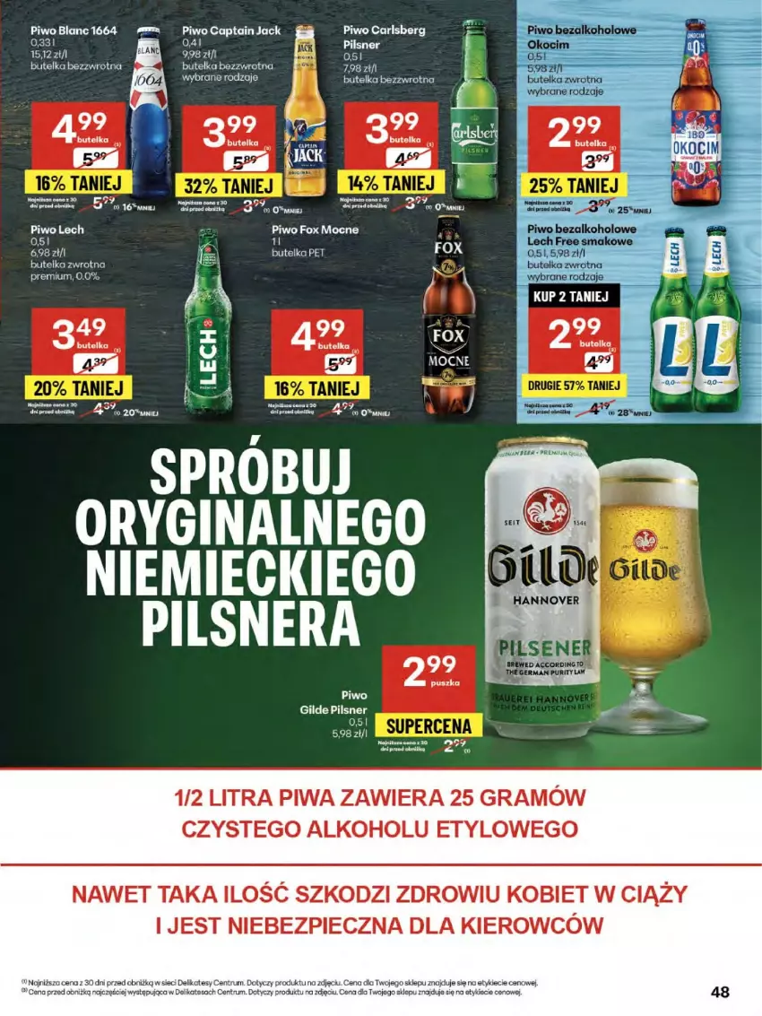 Gazetka promocyjna Delikatesy Centrum - Franczyza DC34 Czwartek - ważna 21.08 do 27.08.2025 - strona 48 - produkty: Captain Jack, Gin, Gra, Koc, Okocim, Piec, Piwa, Piwo, Por, Rum