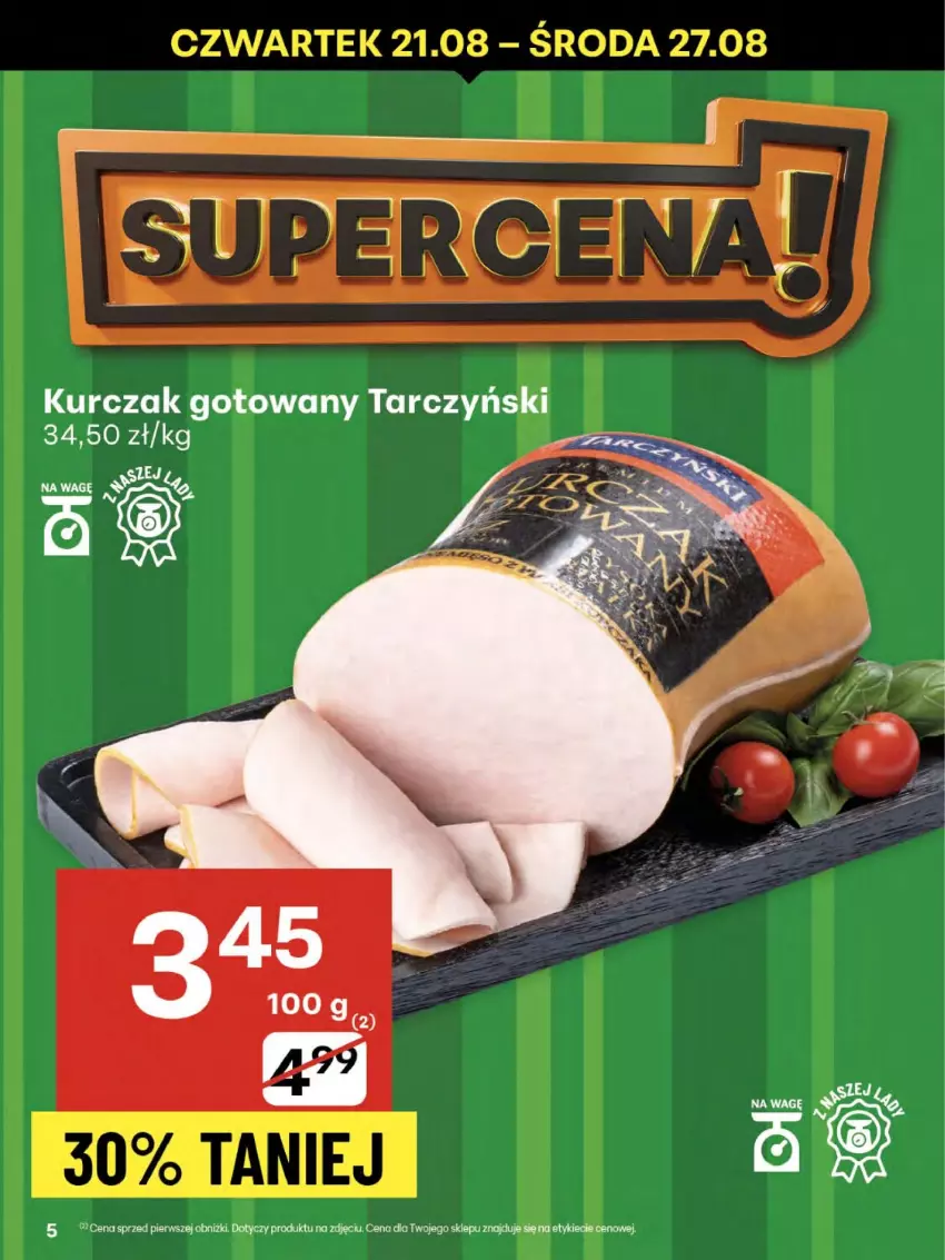 Gazetka promocyjna Delikatesy Centrum - Franczyza DC34 Czwartek - ważna 21.08 do 27.08.2025 - strona 5 - produkty: Kurczak, Kurczak gotowany, Tarczyński