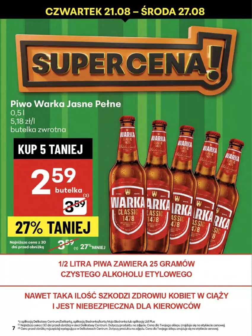 Gazetka promocyjna Delikatesy Centrum - Franczyza DC34 Czwartek - ważna 21.08 do 27.08.2025 - strona 7 - produkty: Dron, Gra, Piec, Piwa, Piwo, Rum, Ser, Warka