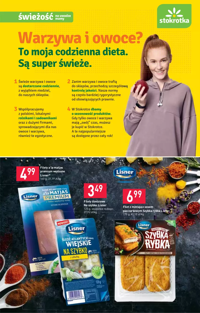 Gazetka promocyjna Stokrotka - Supermarket - ważna 18.02 do 24.02.2021 - strona 10 - produkty: Filet z mintaja, Lisner, Matjas, Mintaj, Piec, Sos