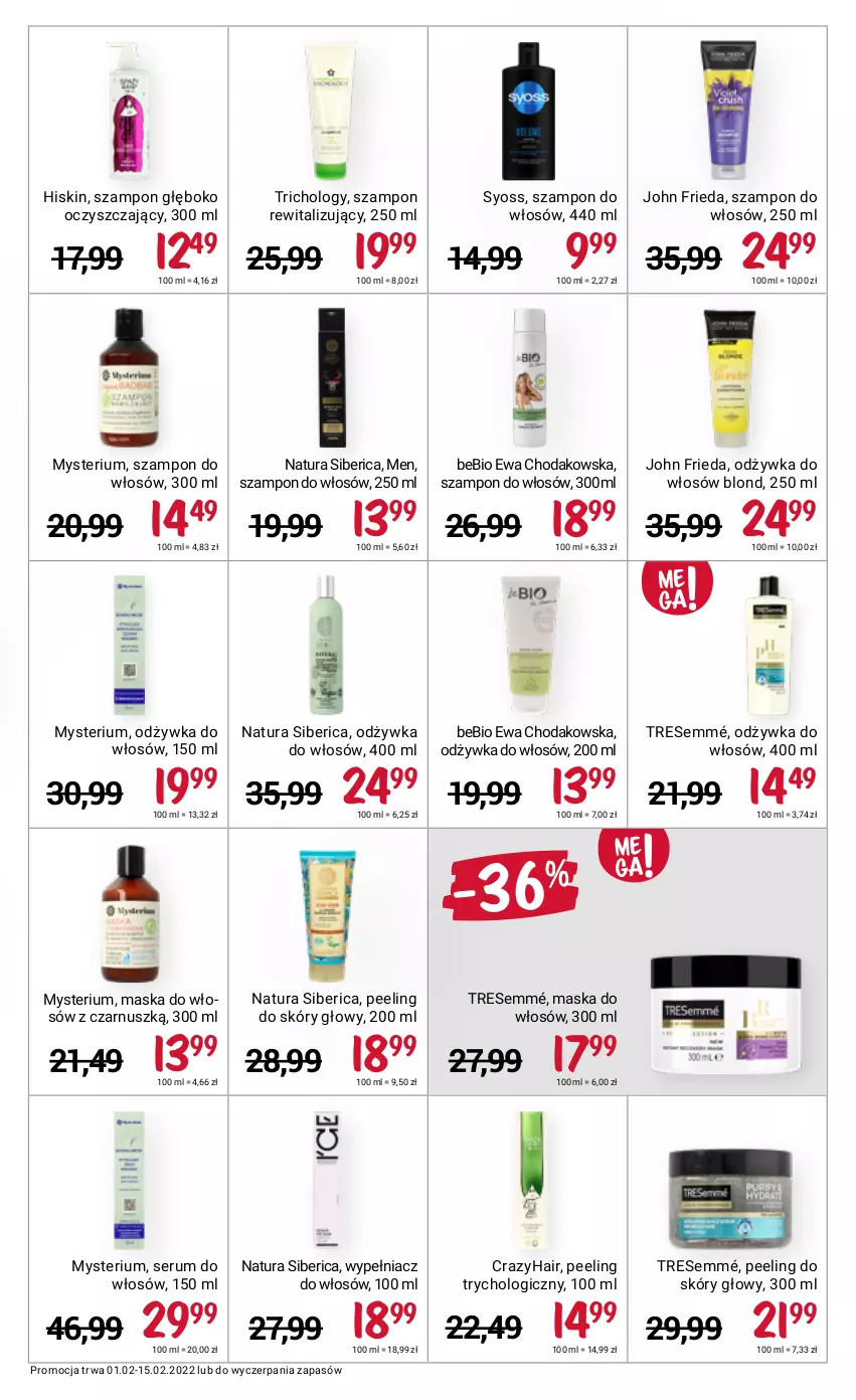 Gazetka promocyjna Rossmann - ważna 01.02 do 15.02.2022 - strona 7 - produkty: John frieda, Maska, Maska do włosów, Natura Siberica, Odżywka, Peeling, Rum, Ser, Serum, Serum do włosów, Syoss, Szampon