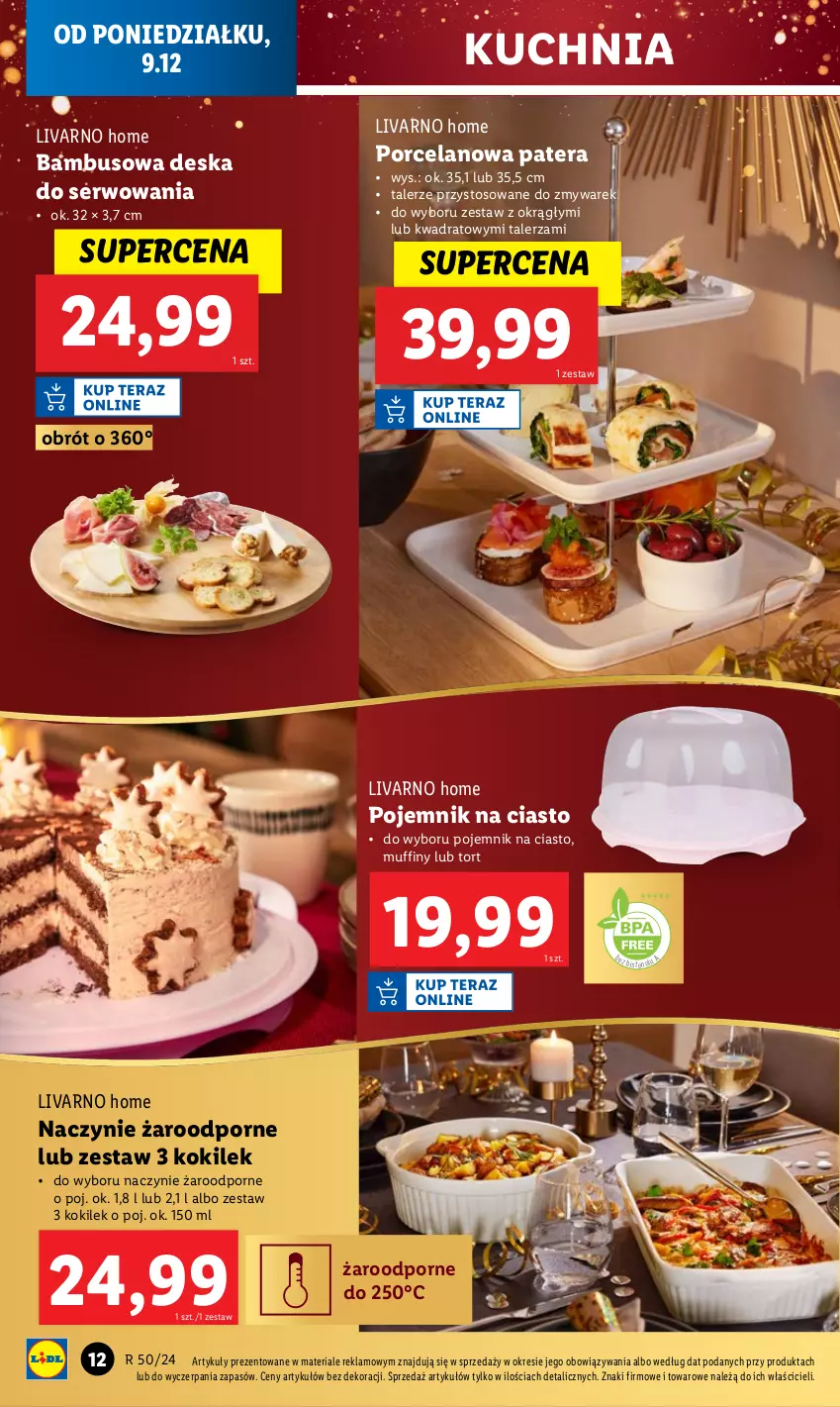 Gazetka promocyjna Lidl - GAZETKA - ważna 09.12 do 15.12.2024 - strona 12 - produkty: Ivar, Kuchnia, Muffiny, Naczynie żaroodporne, Pojemnik, Pojemnik na ciasto, Por, Ser, Talerz, Tera