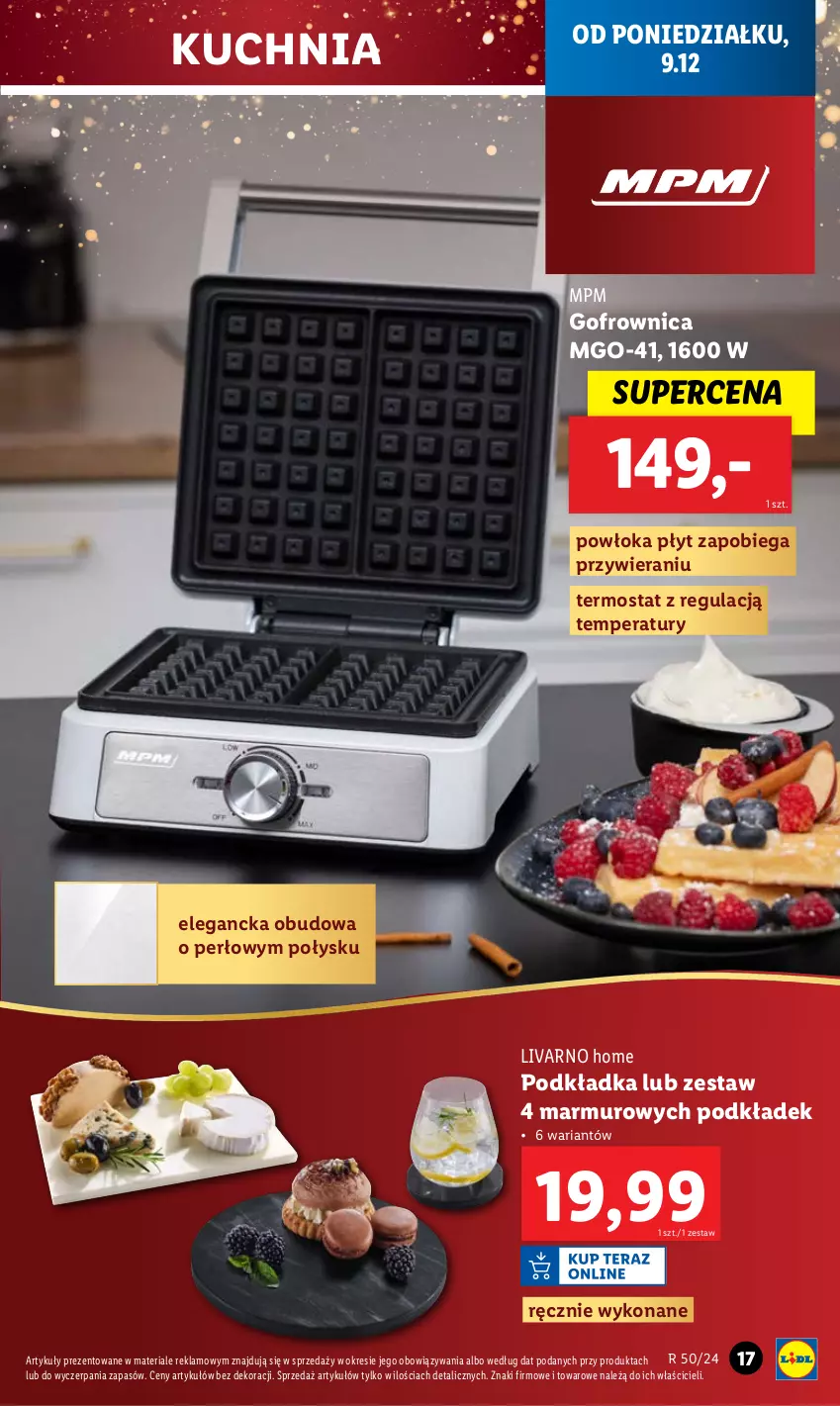 Gazetka promocyjna Lidl - GAZETKA - ważna 09.12 do 15.12.2024 - strona 17 - produkty: Gofrownica, Ivar, Kuchnia, Podkład, Podkładka, Termos