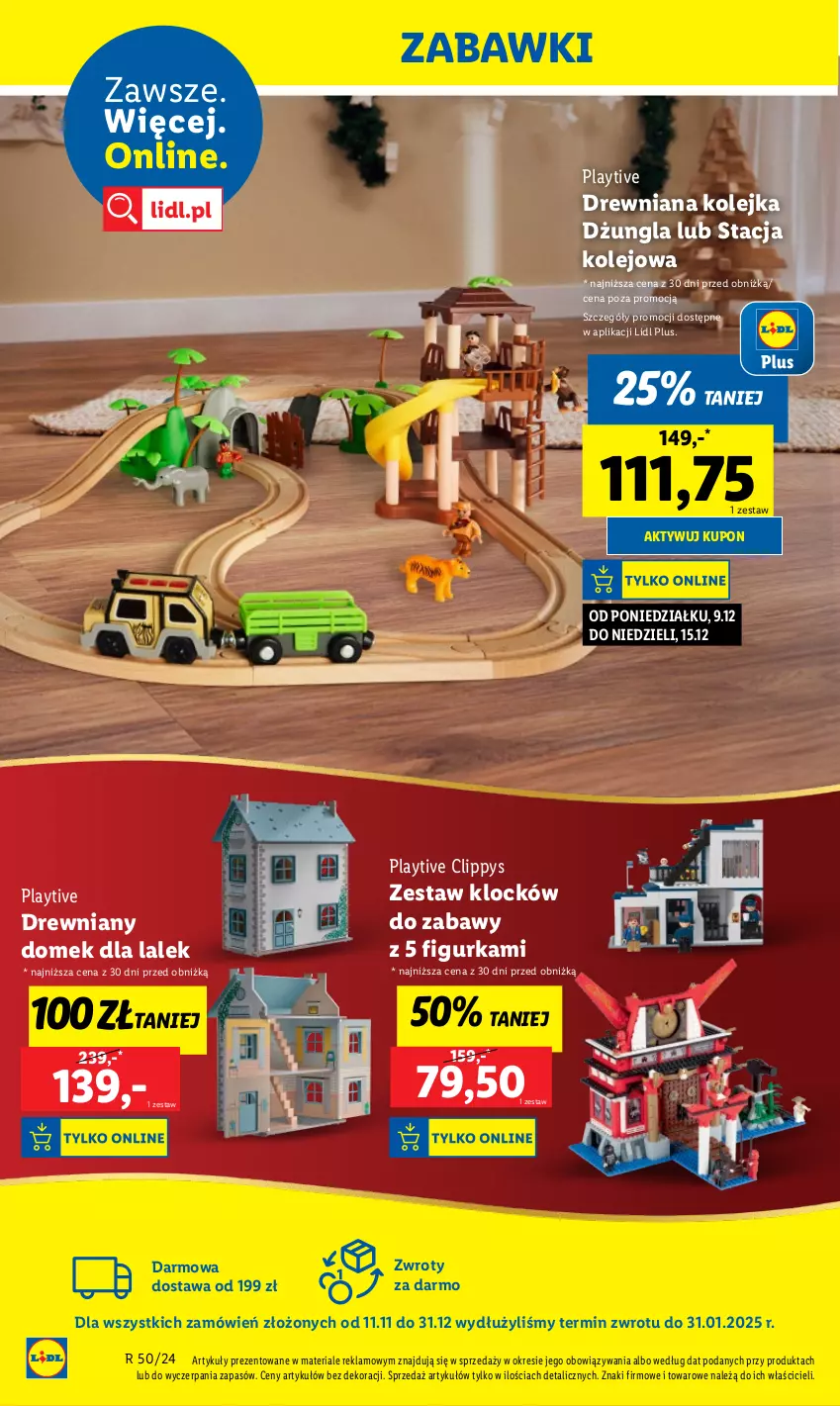 Gazetka promocyjna Lidl - GAZETKA - ważna 09.12 do 15.12.2024 - strona 28 - produkty: Domek dla lalek, Drewniana kolejka, Kolejka, Olej