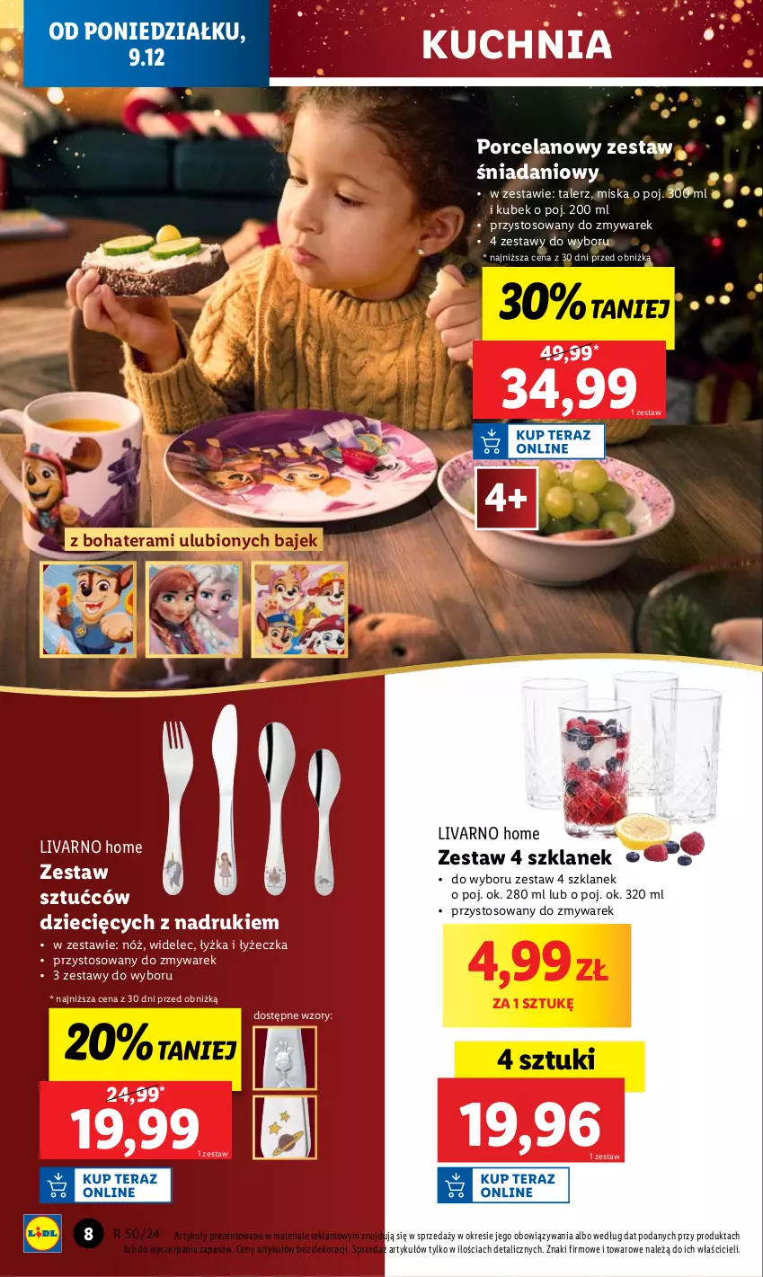 Gazetka promocyjna Lidl - GAZETKA - ważna 09.12 do 15.12.2024 - strona 8 - produkty: Danio, Dzieci, Ivar, Kubek, Kuchnia, Miska, Por, Talerz, Tera, Widelec, Zestaw sztućców