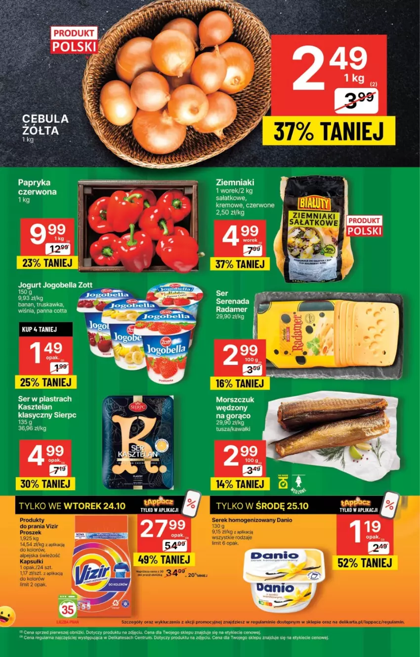 Gazetka promocyjna Delikatesy Centrum - Gazetka DC41 pon-sr - ważna 23.10 do 25.10.2023 - strona 3 - produkty: Bell, Bella, Cebula, Drób, Jogobella, Jogurt, Kasztelan, Kawa, Panna cotta, Papryka, Radamer, Rum, Ser, Tusz, Ziemniaki