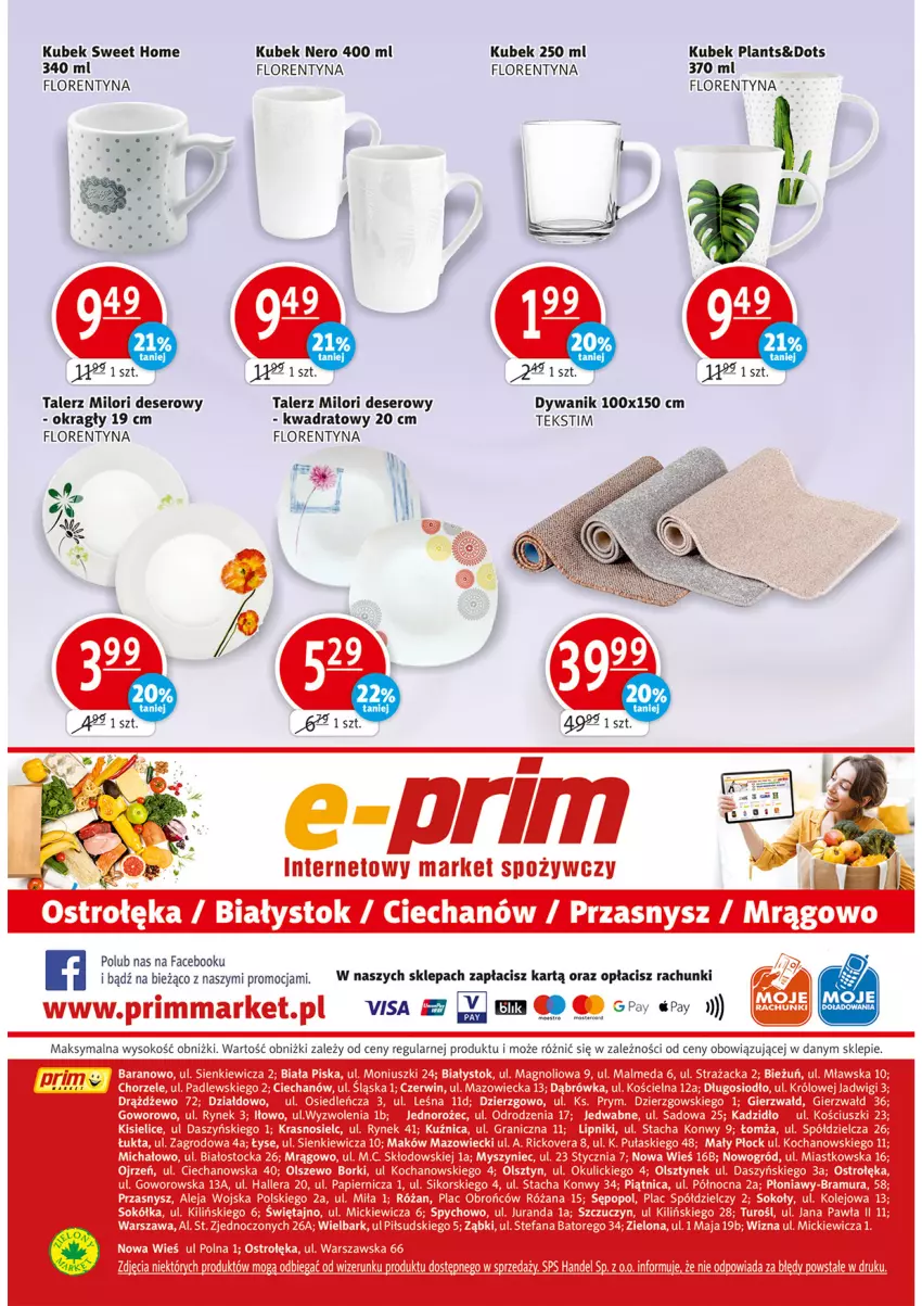 Gazetka promocyjna Prim Market - Gazetka - ważna 20.05 do 26.05.2021 - strona 16 - produkty: Deser, Dywan, Dywanik, Fa, Kubek, Ser, Sok, Talerz