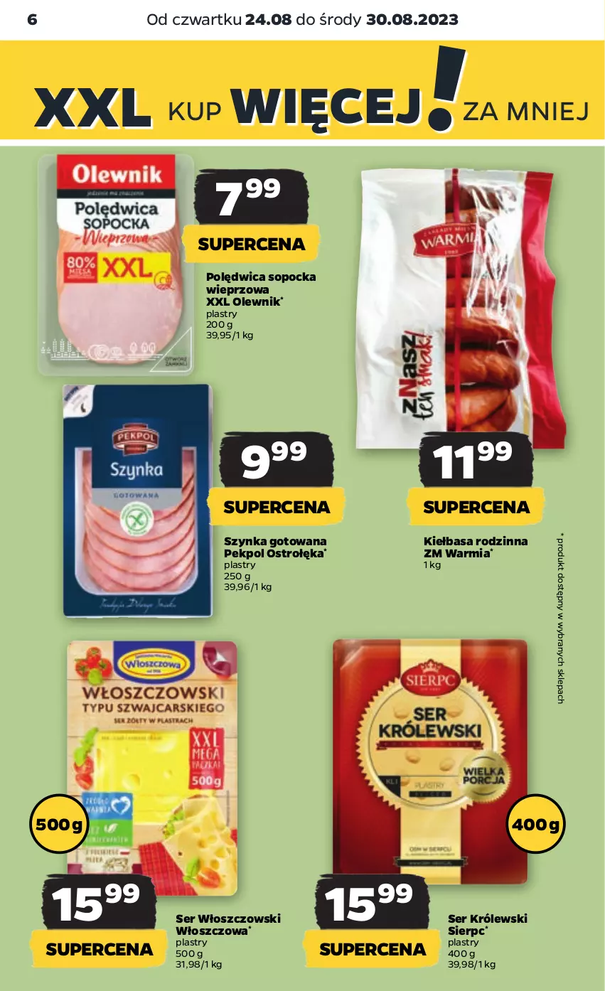 Gazetka promocyjna Netto - Artykuły spożywcze - ważna 24.08 do 30.08.2023 - strona 6 - produkty: Kiełbasa, Królewski, Olewnik, Pekpol, Polędwica, Ser, Szynka, Włoszczowski