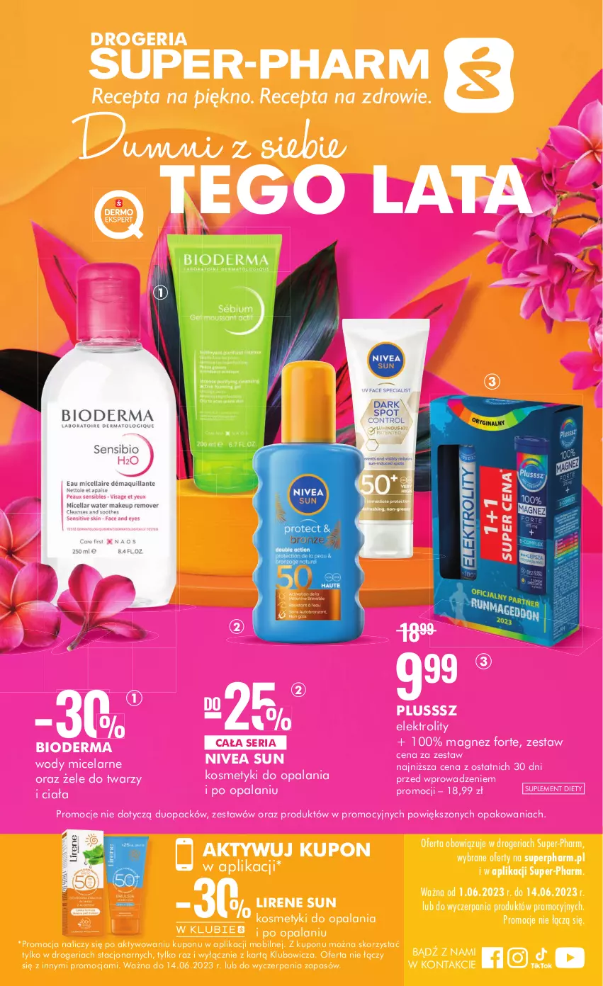 Gazetka promocyjna Super Pharm - Gazetka - ważna 01.06 do 14.06.2023 - strona 1 - produkty: Bioderma, Lirene, Magnez, Mobil, Nivea, Ser, Suplement diety