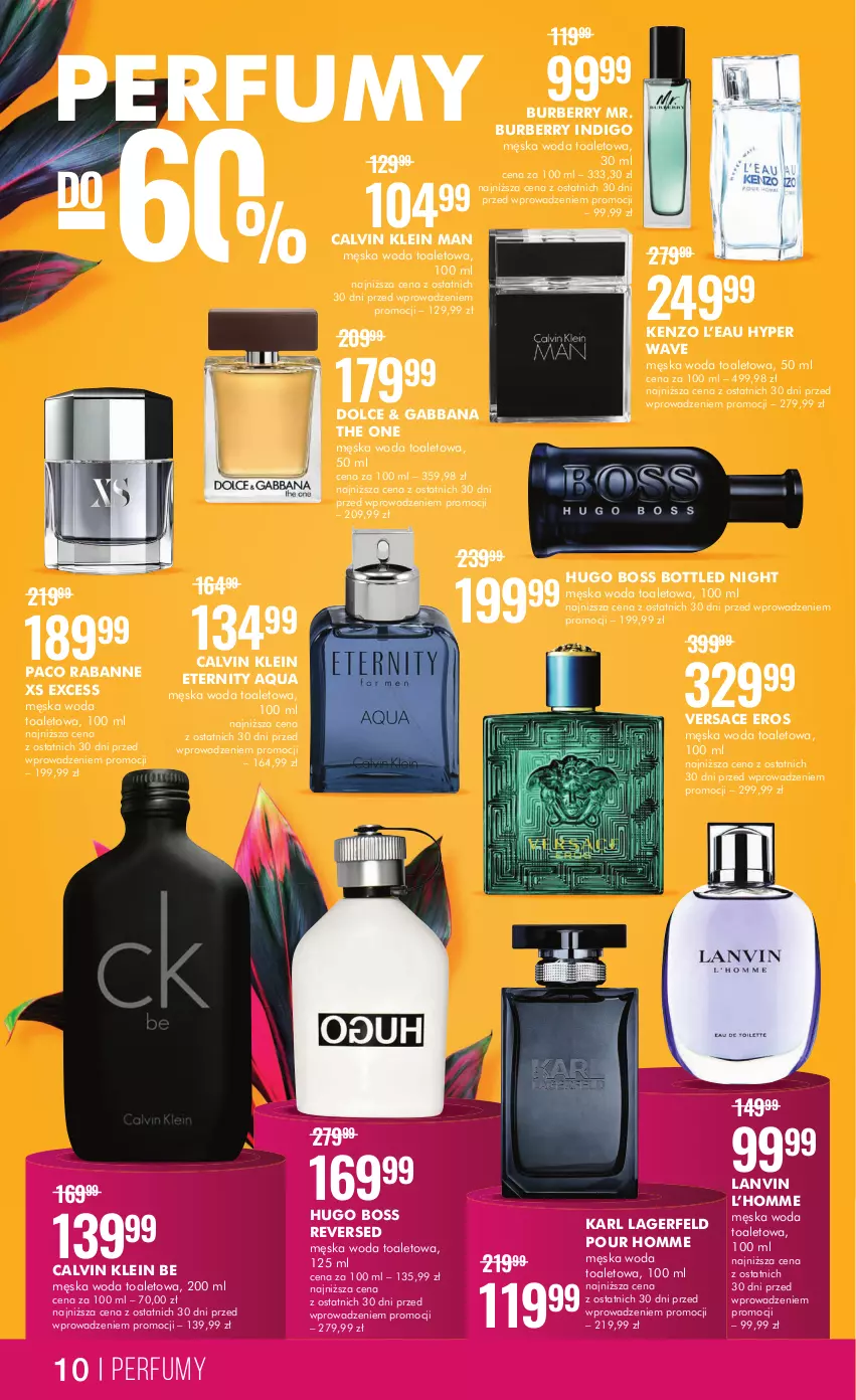 Gazetka promocyjna Super Pharm - Gazetka - ważna 01.06 do 14.06.2023 - strona 10 - produkty: Burberry, Calvin Klein, Hugo Boss, Karl Lagerfeld, Kenzo, Lanvin, Paco Rabanne, Perfum, The ONE, Versace, Woda, Woda toaletowa