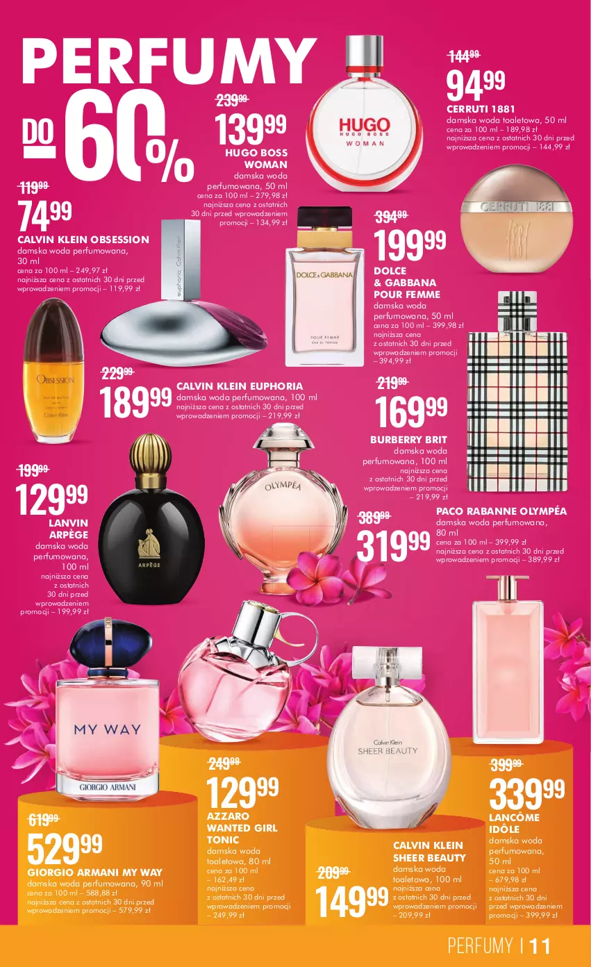 Gazetka promocyjna Super Pharm - Gazetka - ważna 01.06 do 14.06.2023 - strona 11 - produkty: Azzaro, Brit, Burberry, Calvin Klein, Cerruti, Giorgio Armani, Hugo Boss, Lancôme, Lanvin, Paco Rabanne, Perfum, SESSIO, Woda, Woda perfumowana, Woda toaletowa