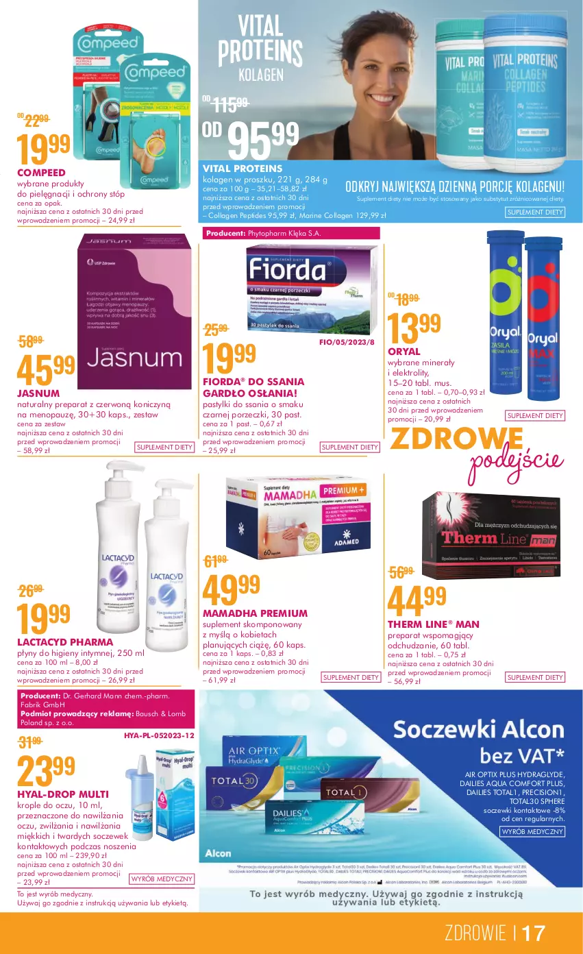 Gazetka promocyjna Super Pharm - Gazetka - ważna 01.06 do 14.06.2023 - strona 17 - produkty: Fa, Fiorda, Kolagen, Krople do oczu, Lactacyd, Mus, Pastylki, Phyto, Por, Soczewki kontaktowe, Suplement diety, Therm Line, Top, Zdrowie