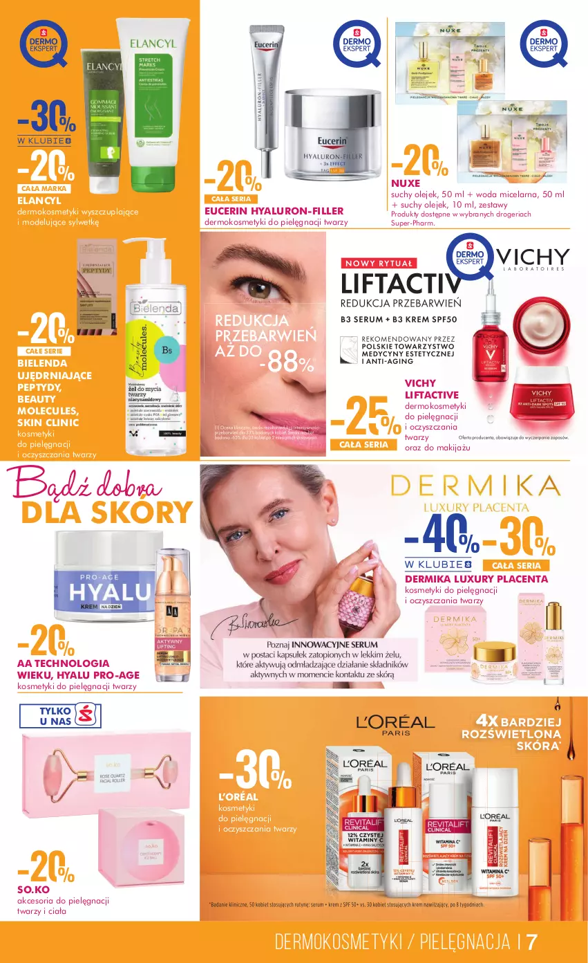 Gazetka promocyjna Super Pharm - Gazetka - ważna 01.06 do 14.06.2023 - strona 7 - produkty: Bielenda, Clin, Dermika, Kosmetyki do pielęgnacji, L’Oréal, Makijaż, Nuxe, Olej, Ser, Vichy, Woda, Woda micelarna