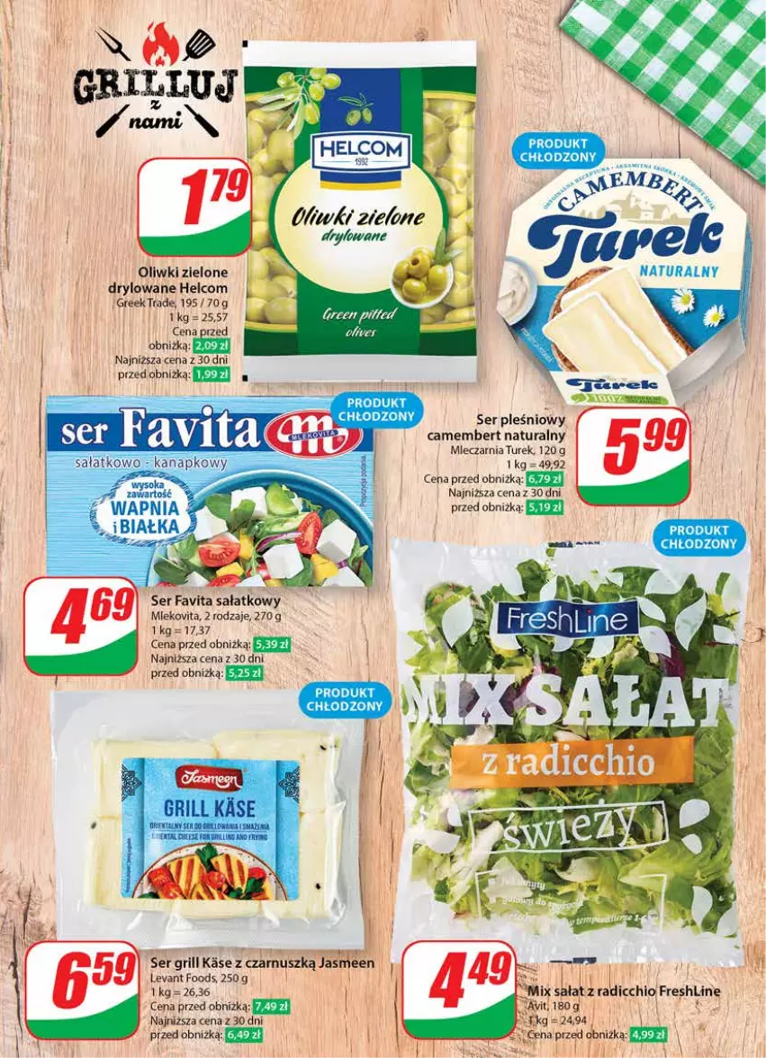 Gazetka promocyjna Dino - Gazetka 22 / 2024 - ważna 29.05 do 04.06.2024 - strona 23 - produkty: Camembert, Fa, Favita, Grill, HELCOM, Mleko, Mlekovita, Oliwki, Sałat, Ser, Ser pleśniowy