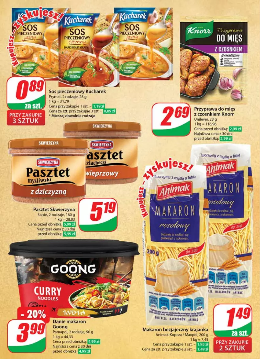 Gazetka promocyjna Dino - Gazetka 22 / 2024 - ważna 29.05 do 04.06.2024 - strona 24 - produkty: Knorr, Kucharek, Makaron, Pasztet, Piec, Prymat, Pur, Sante, Sos, Sos pieczeniowy