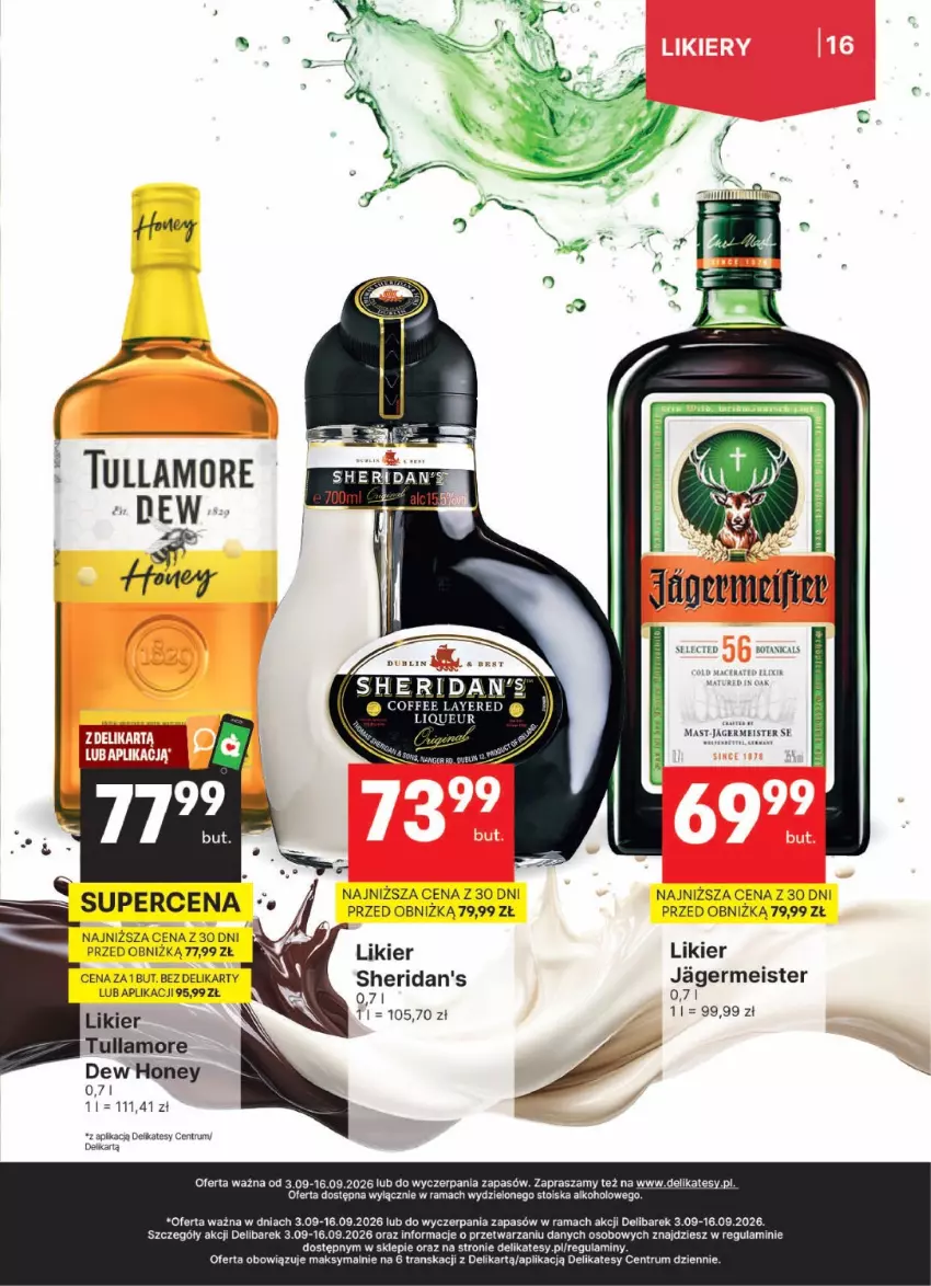 Gazetka promocyjna Delikatesy Centrum - Delibarek DC36-DC37 - ważna 03.09 do 16.09.2026 - strona 16 - produkty: Jagermeister, Likier, Rama, Rum, Sheridan's, Tran, Tullamore Dew