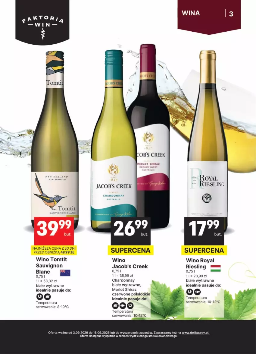 Gazetka promocyjna Delikatesy Centrum - Delibarek DC36-DC37 - ważna 03.09 do 16.09.2026 - strona 3 - produkty: Chardonnay, Jacobs, Merlot, Rama, Ser, Shiraz, Wino