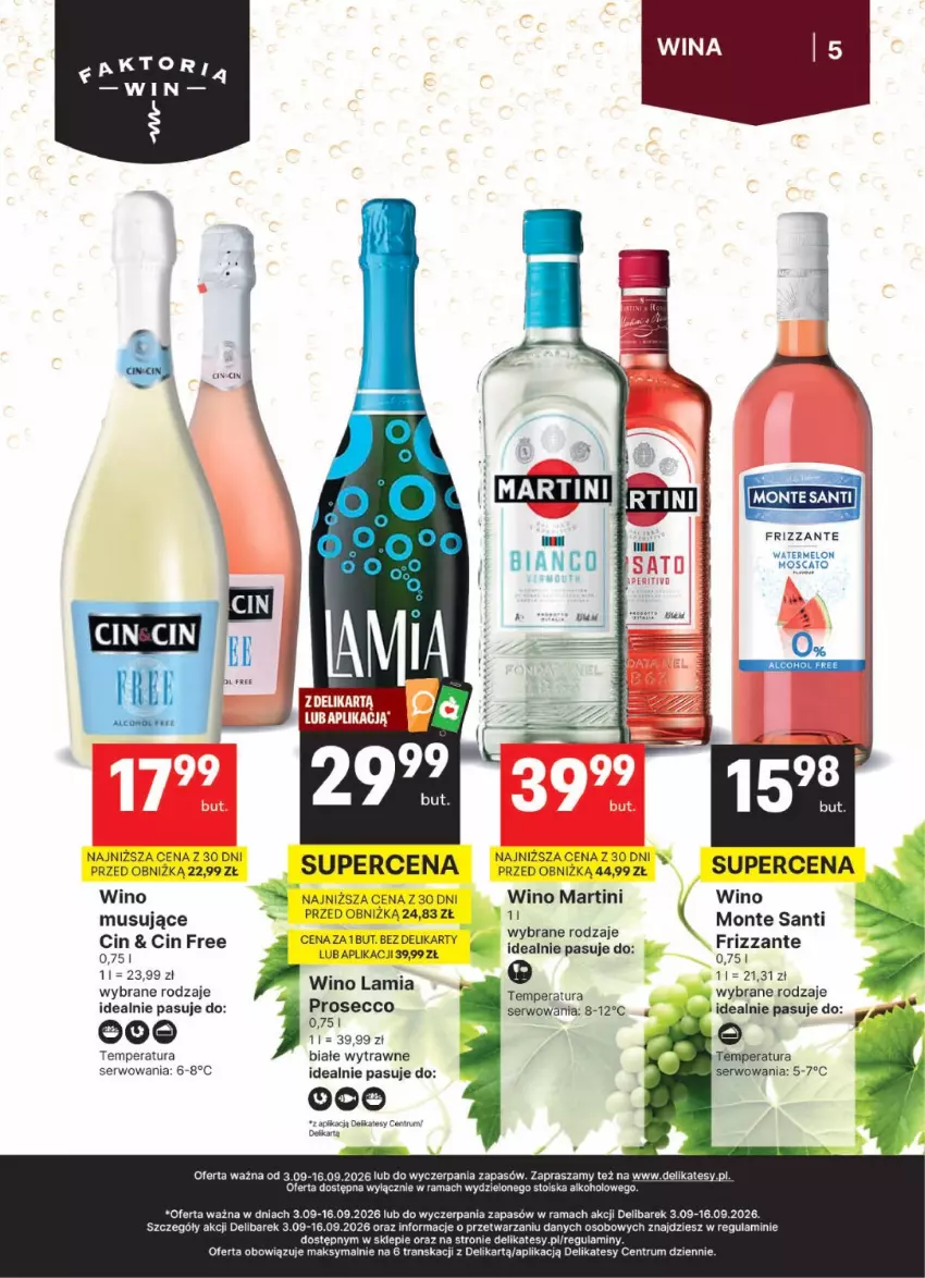 Gazetka promocyjna Delikatesy Centrum - Delibarek DC36-DC37 - ważna 03.09 do 16.09.2026 - strona 5 - produkty: Martini, Melon, Monte, Monte Santi, Rama, Rum, Ser, Tran, Wino
