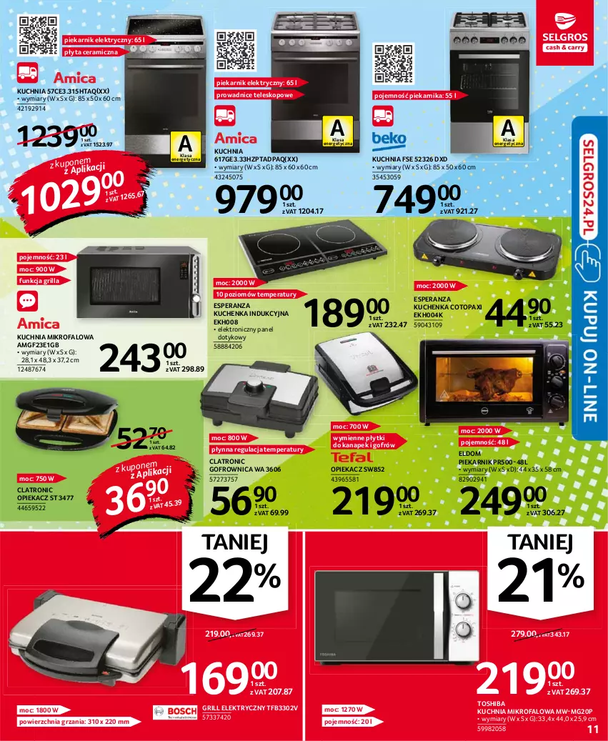 Gazetka promocyjna Selgros - Oferta przemysłowa - ważna 19.08 do 01.09.2021 - strona 11 - produkty: Fa, Gofrownica, Grill, Kuchnia, Pax, Piekarnik, Płyta, Teleskop, Top, Toshiba