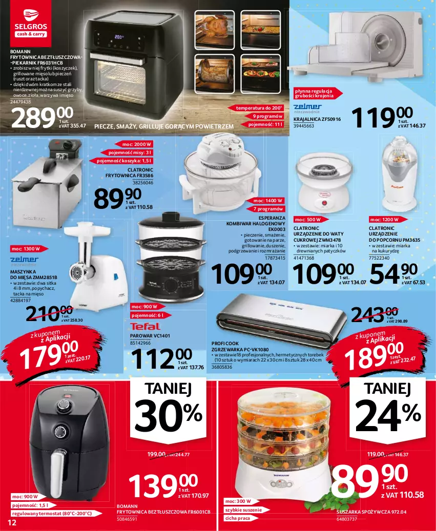 Gazetka promocyjna Selgros - Oferta przemysłowa - ważna 19.08 do 01.09.2021 - strona 12 - produkty: Frytki, Gra, Grill, Grzyby, Halo, Kosz, Maszynka, Miarka, Mięso, Owoce, Piec, Piekarnik, Popcorn, Suszarka, Szynka, Termos, Warka, Warzywa