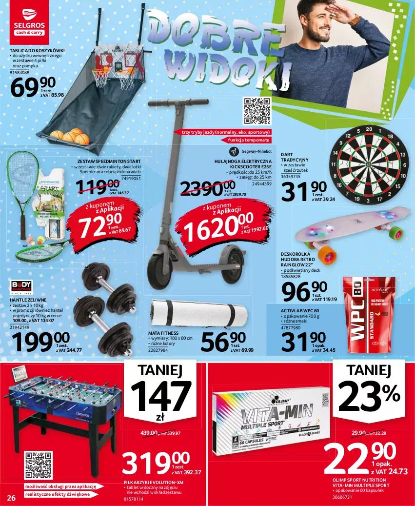 Gazetka promocyjna Selgros - Oferta przemysłowa - ważna 19.08 do 01.09.2021 - strona 26 - produkty: Deskorolka, Hulajnoga, Hulajnoga elektryczna, Kosz, Piłkarzyki, Pompka, Por, Sport, Tablet, Vita-Min