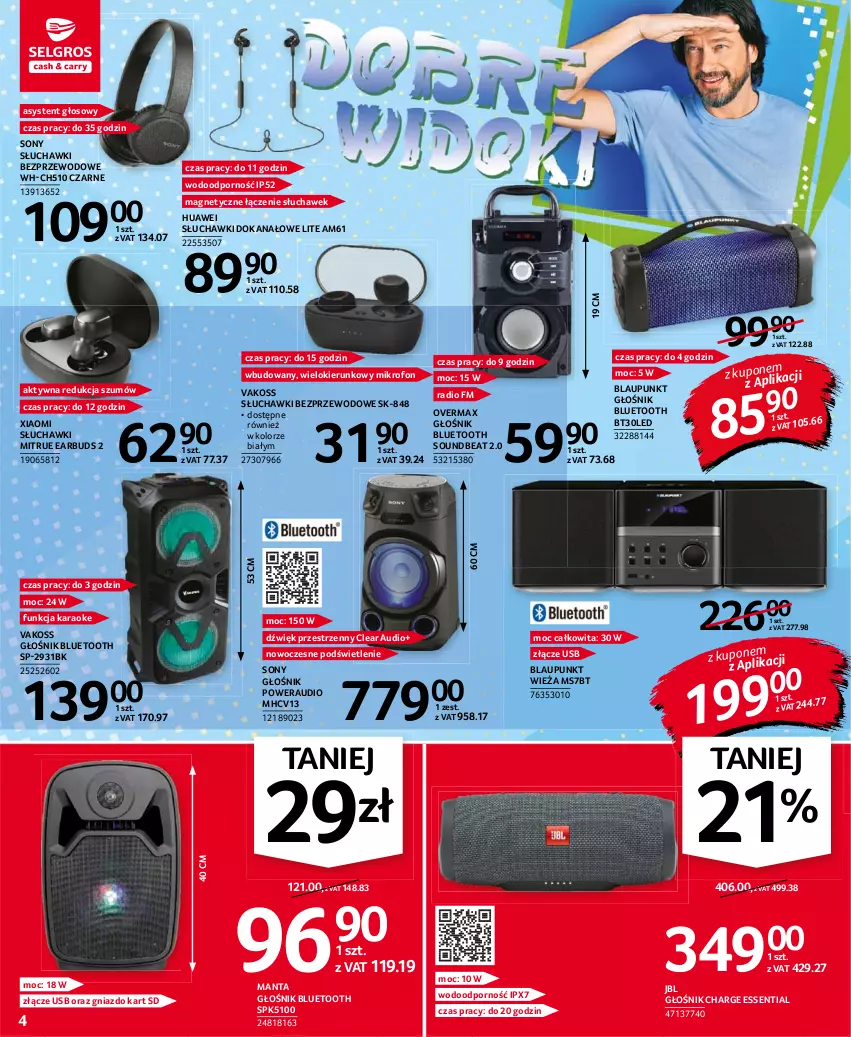 Gazetka promocyjna Selgros - Oferta przemysłowa - ważna 19.08 do 01.09.2021 - strona 4 - produkty: Głośnik, Głośnik bluetooth, Huawei, JBL, Manta, Mikrofon, Por, Słuchawki, Słuchawki bezprzewodowe, Sony