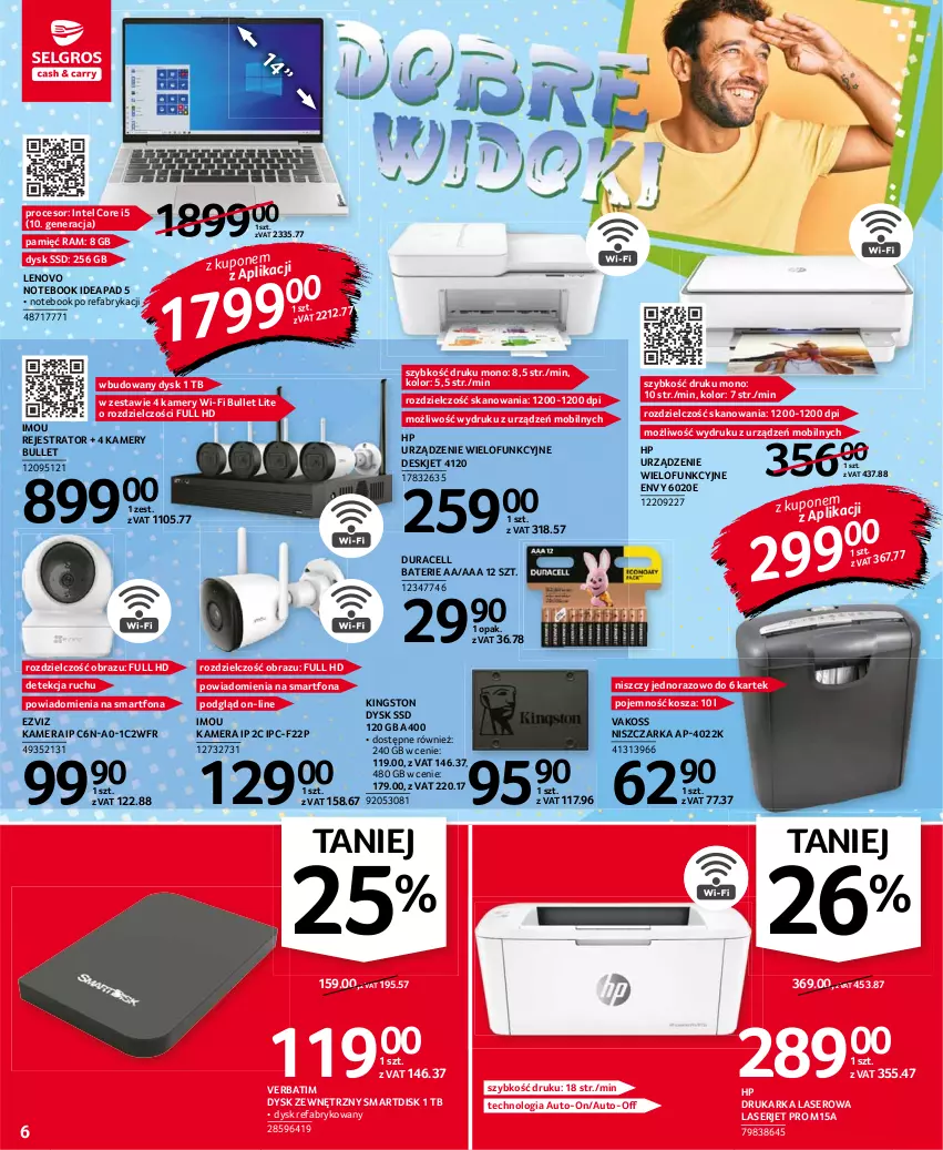 Gazetka promocyjna Selgros - Oferta przemysłowa - ważna 19.08 do 01.09.2021 - strona 6 - produkty: Drukarka, Duracell, Fa, HP, Intel, Kamera, Kamery, Kosz, Lenovo, Mobil, Niszczarka, Notebook, Obraz, Procesor, Ser, Smartfon, Urządzenie wielofunkcyjne