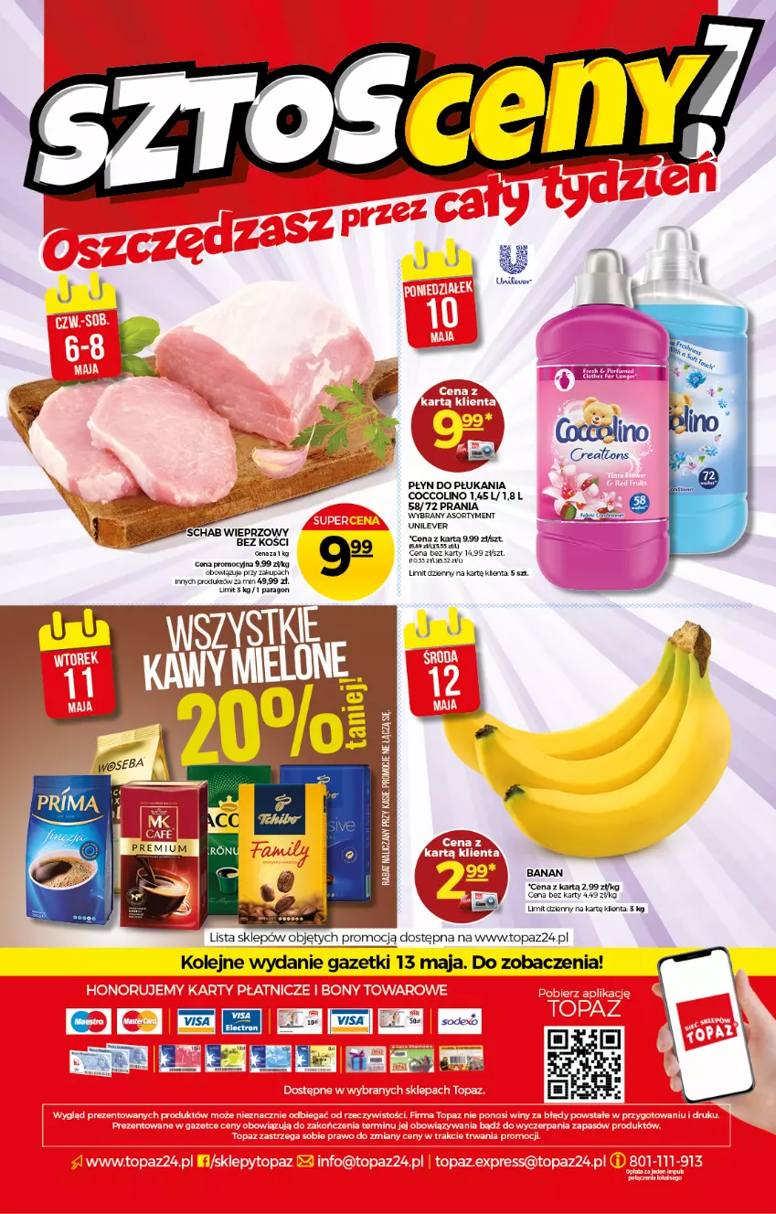 Gazetka promocyjna Topaz - Gazetka - ważna 06.05 do 12.05.2021 - strona 20 - produkty: Be Be, Coccolino, Olej, Płyn do płukania, Top