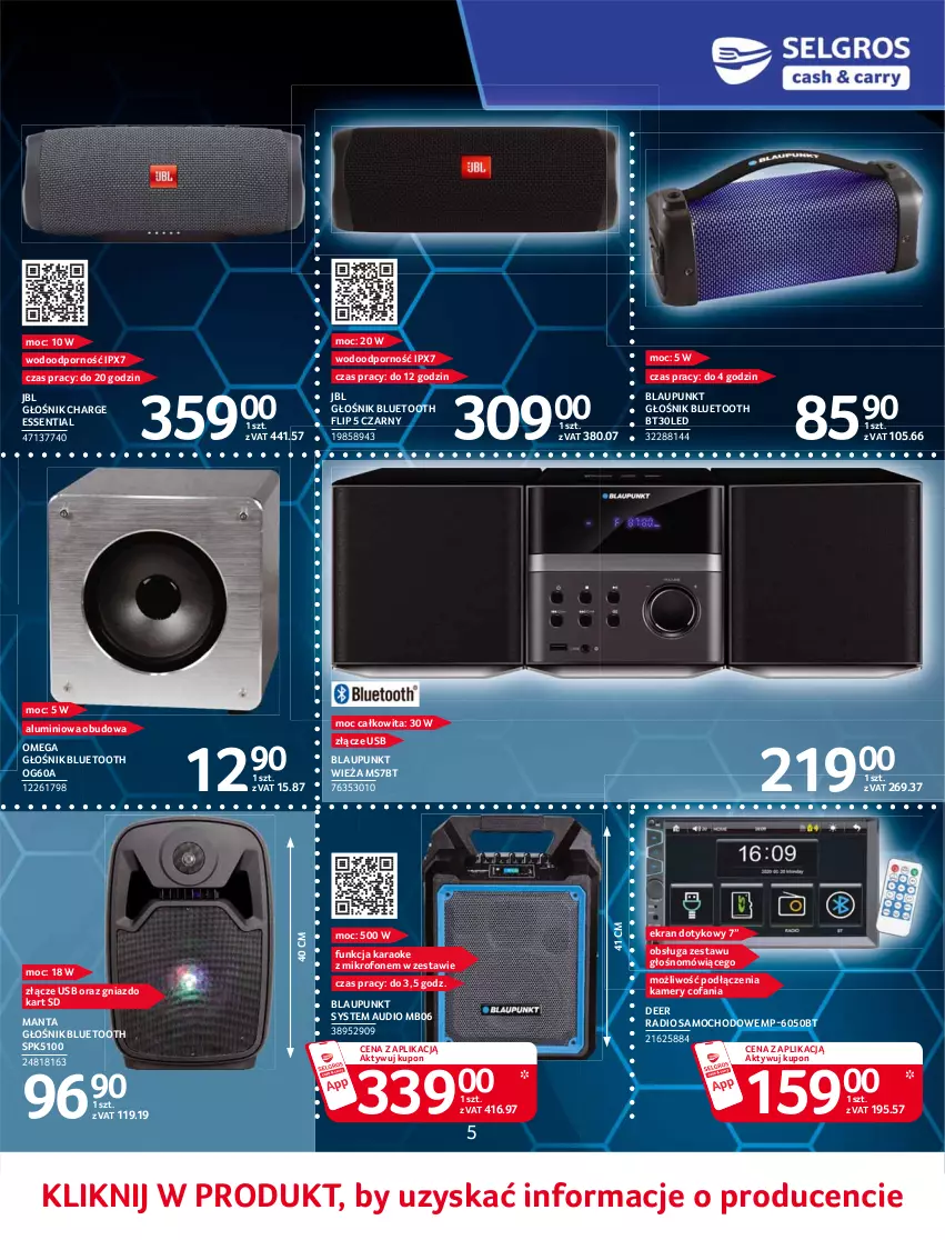 Gazetka promocyjna Selgros - Katalog Elektro - ważna 10.06 do 23.06.2021 - strona 5 - produkty: Fa, Głośnik, Głośnik bluetooth, JBL, Kamery, Manta, Mikrofon, Por, Radio samochodowe