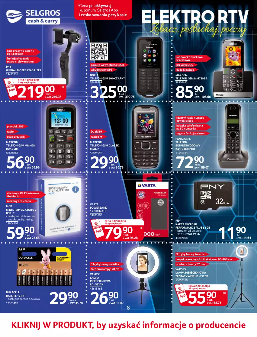 Gazetka promocyjna Selgros - Katalog Elektro - ważna 10.06 do 23.06.2021 - strona 8 - produkty: Biurko, Duracell, Książka, Lampa, LG, Nokia, Panasonic, Powerbank, Silan, Sok, Sos, Sterylizator, Telefon, Varta, Warka, Zegar