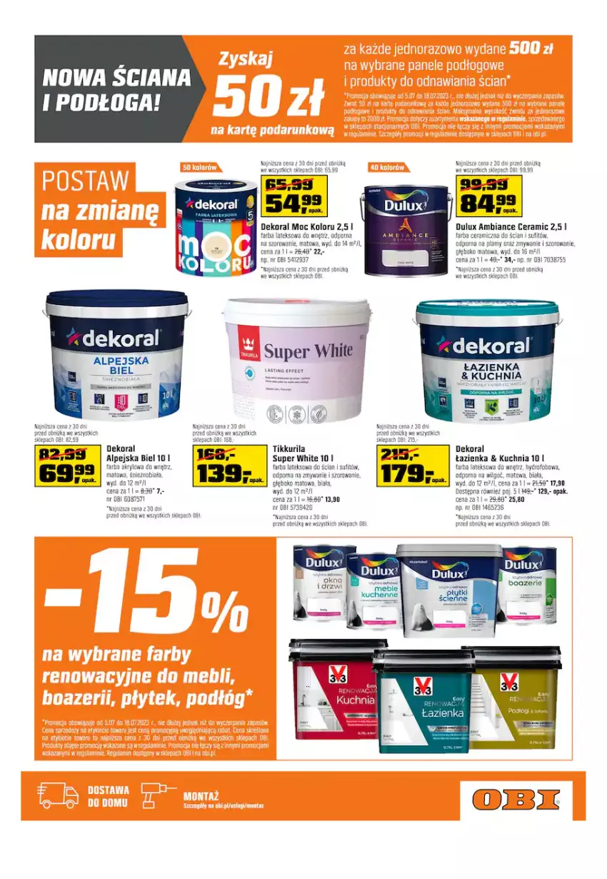 Gazetka promocyjna Obi - Gazetka OBI - ważna 05.07 do 18.07.2023 - strona 7 - produkty: Dekoral, Dulux, Fa, Farba lateksowa, Kuchnia, Por